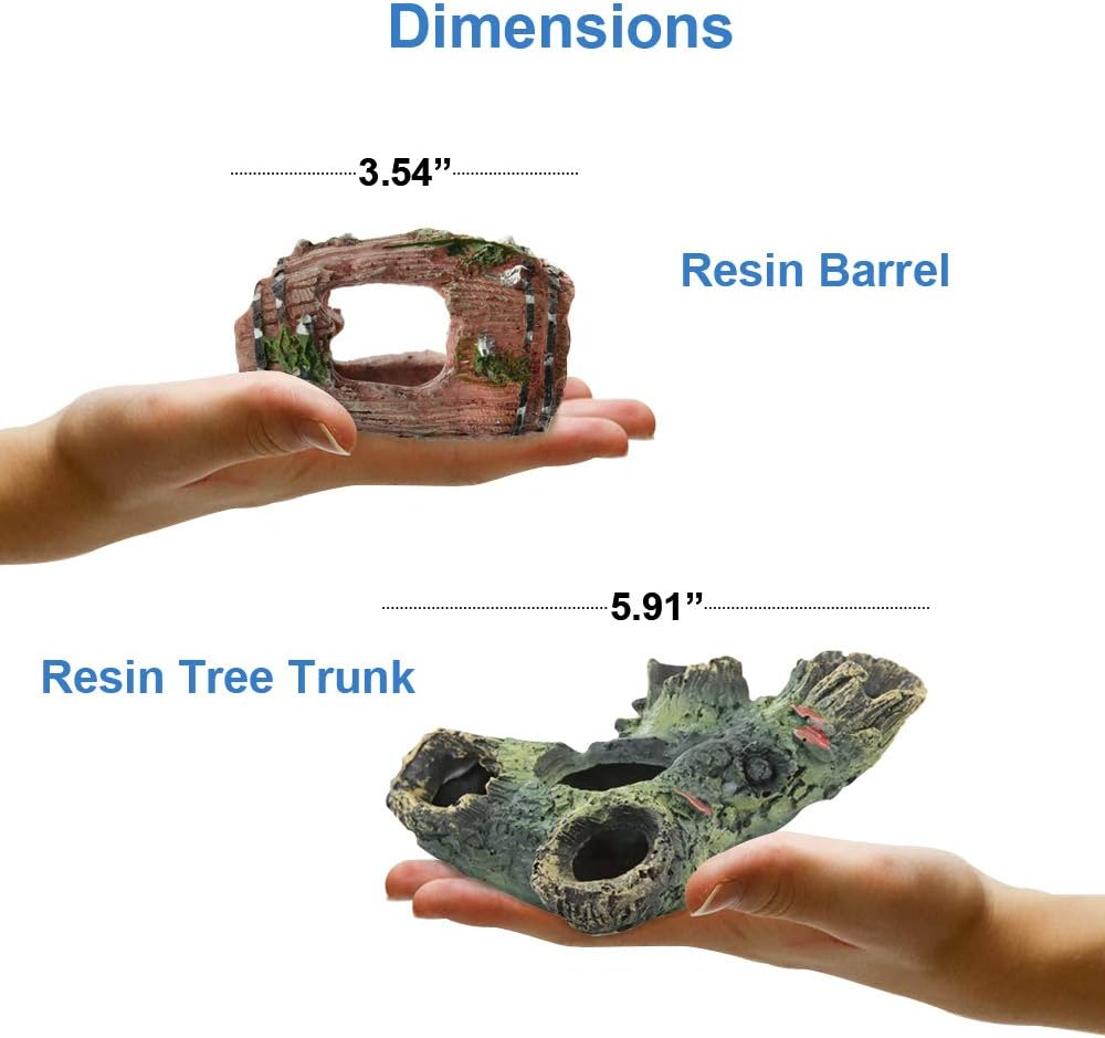 Greenjoy Aquarium Decorations Fish-Tank Accessories Plants - Fish Tank Decor Kit with Artificial Plants and Hideouts Ornaments,Small (Ornaments Set #2)