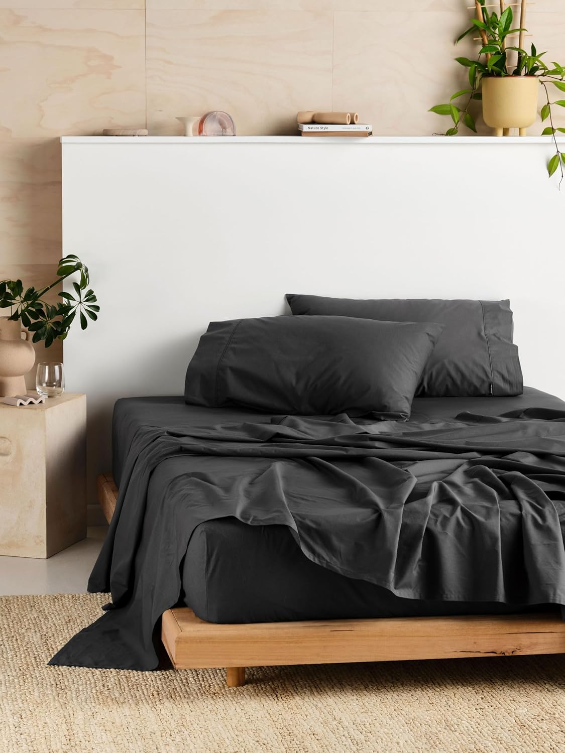 Linen House 300TC Cotton Percale King Bed Sheet Set, White