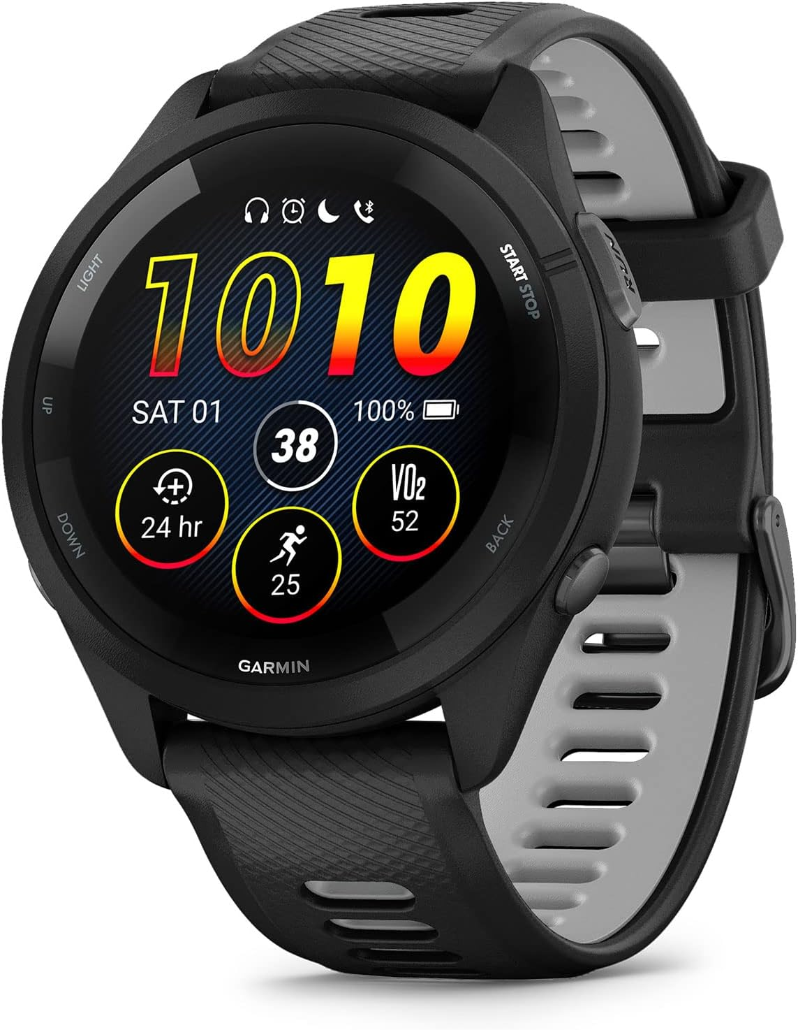 Garmin Forerunner 265 Running Smartwatch, Colorful AMOLED Display, Training Metrics and Recovery Insights, Black and Powder Gray, 46 Mm