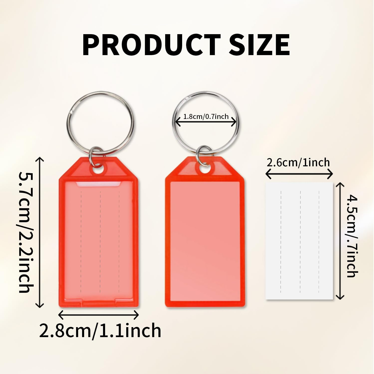 Funcyboo 96 PCS Key Tags Plastic Key Labels Tags with Split Ring Label Window Waterproof Key Label Suitable for Keys Backpacks Luggage Wallet(8 Colors) image number 6