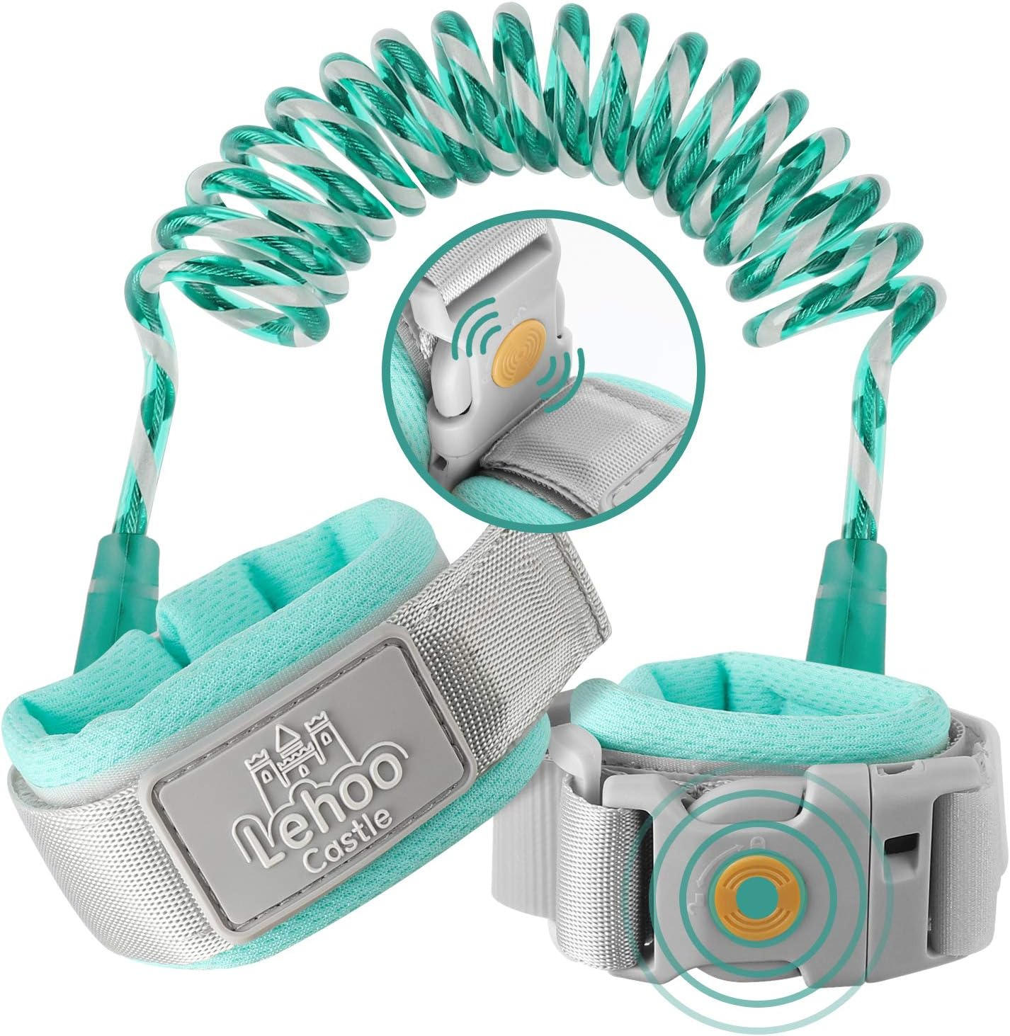 Lehoo Castle anti Lost Wrist Link Safety Harness, 1.5M Toddler Harness Leash for Kids, Adjustable Walking Strap, 360&deg; Rotation Baby Safety Harness with Induction Lock (Pink)