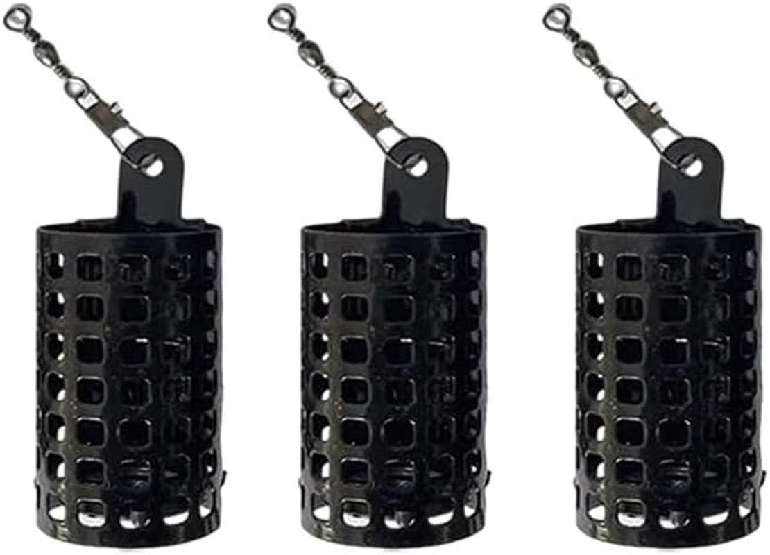 AIMALL 3-Piece Stainless Steel Fishing Bait Cage, Durable round and Square Feeder Set with Snap Fasteners, Ideal for Carp and Freshwater Fishing