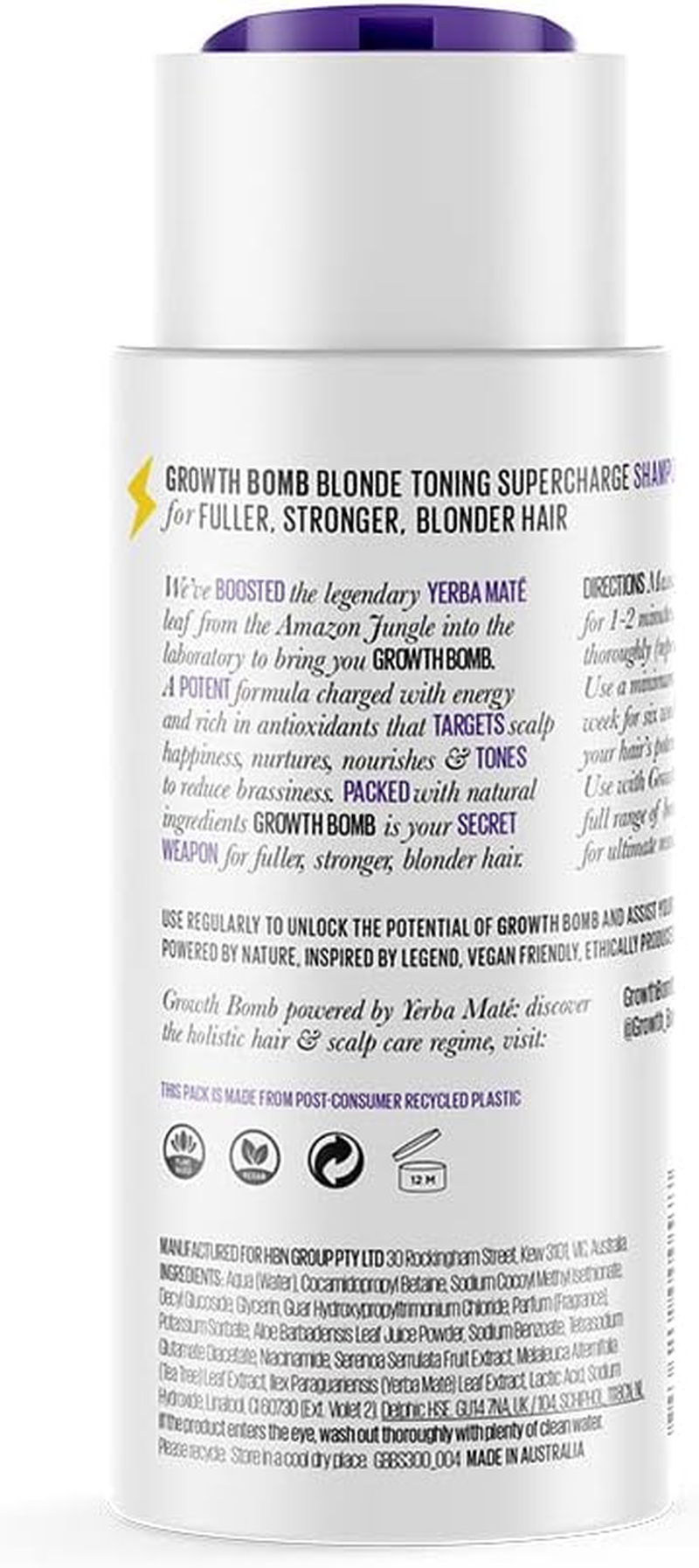 Growth Bomb Blonde Colour Enhancing Shampoo 300Ml image number 5