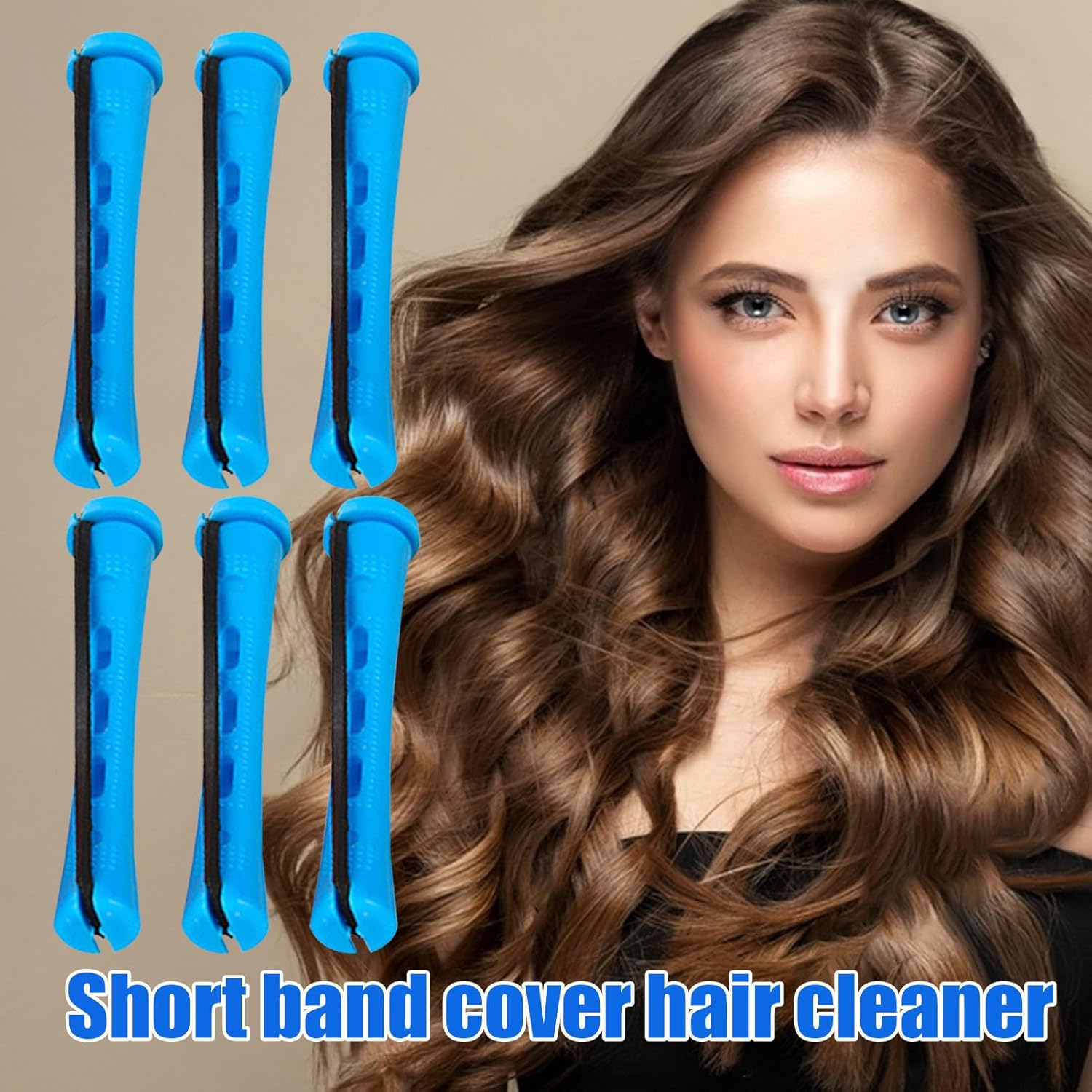Whnbuij No Heat Hair Curlers | 12X Hair Rollers with Anti-Slip Rubber Bands - Heatless Tool, Portable Styler for Home Use and Travel - Blue image number 5