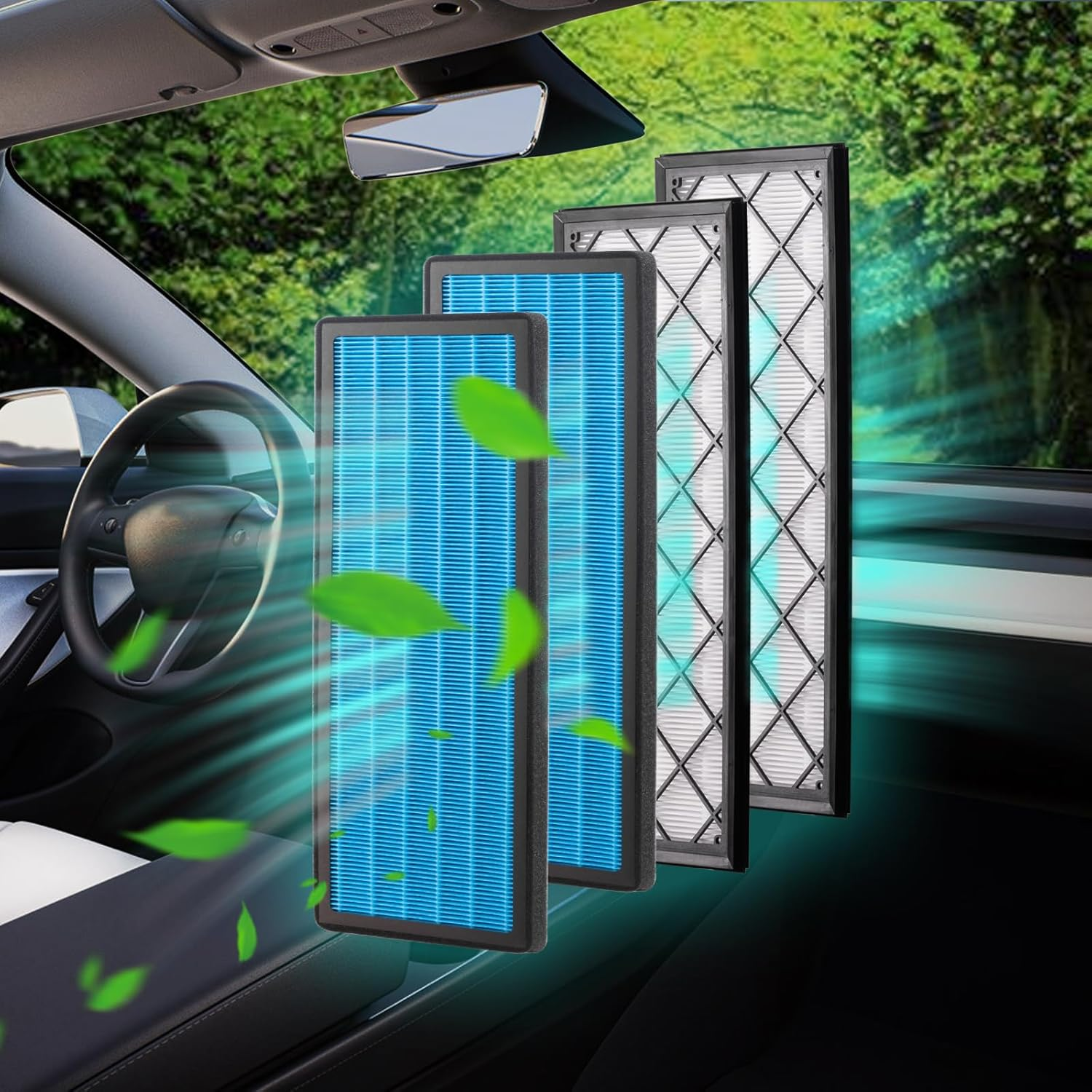 Spurtar Tesla Model Y Hepa Air Filter Activated Carbon Cabin Air Filter Replacement for Tesla Model Y Accessories July 2021-2025 (Set of 4 Packs) image number 2