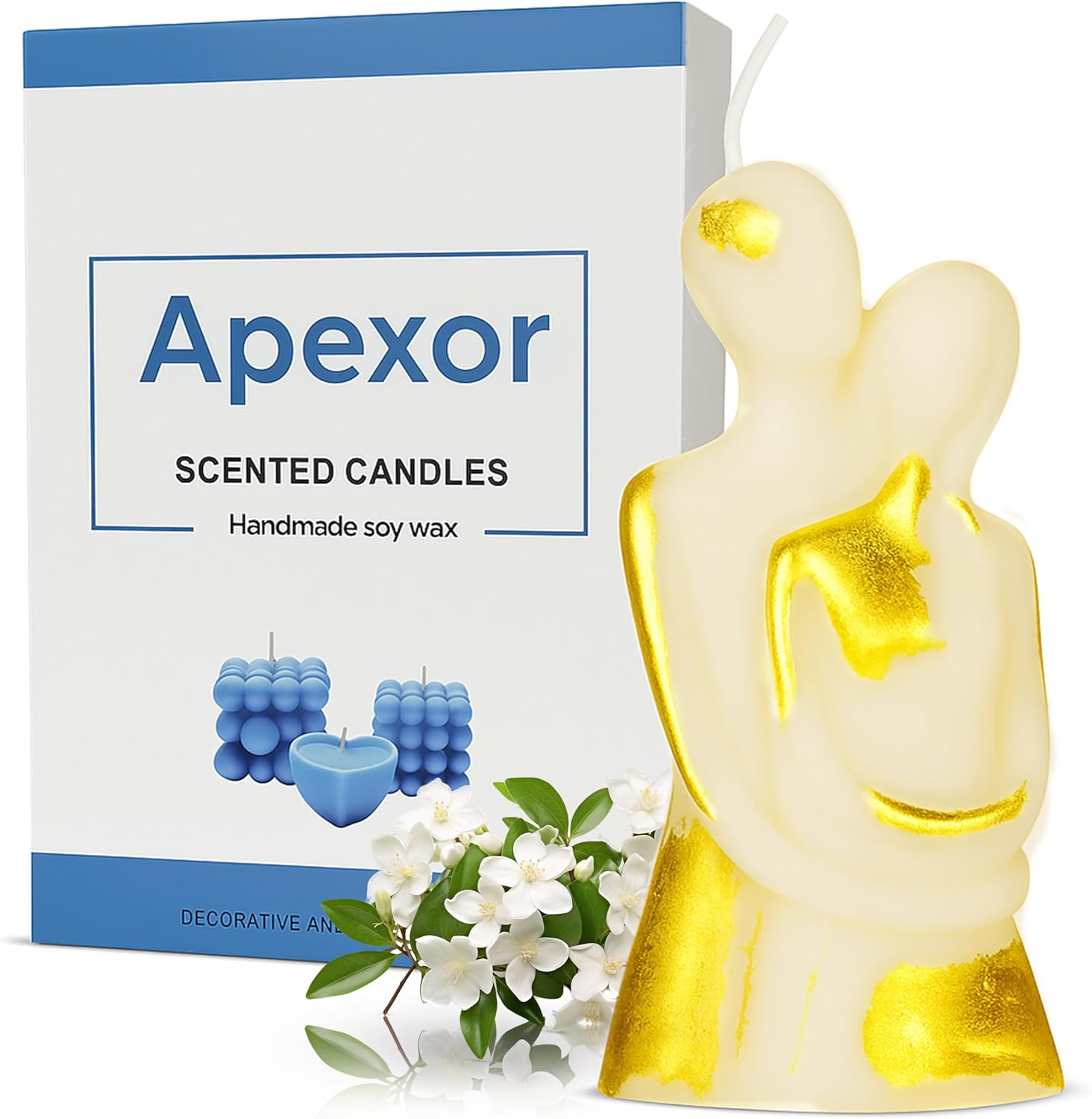 Apexor Scented Candle &ndash; Erotic Wedding Couple Figurine with Jasmine Scent, White with Gold Foil Accents, Ideal for Couple Spells and Special Other Occasions image number 4