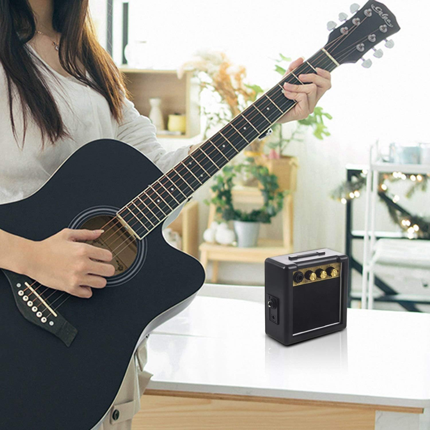Portable Mini Guitar Bass Amplifier Guitarra AMP 5W Speaker Clip-On Guitar Parts Accessories for Acoustic Electric Guitar PG-3 image number 2