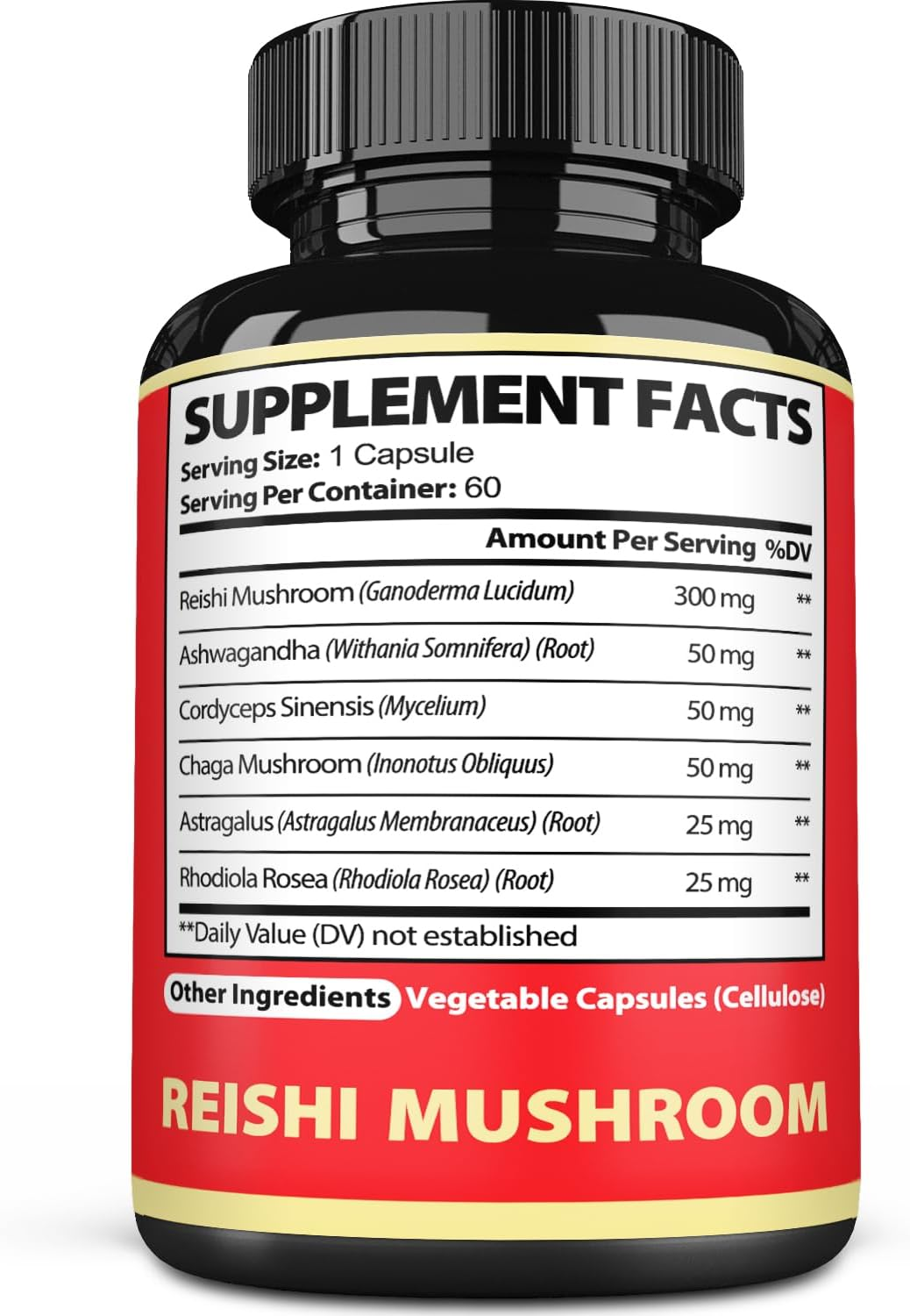 6In1 Reishi Mushroom Supplement Capsules - 6 Natural Ingredients - 60 Vegan Caps for a 2-Month Supply image number 2