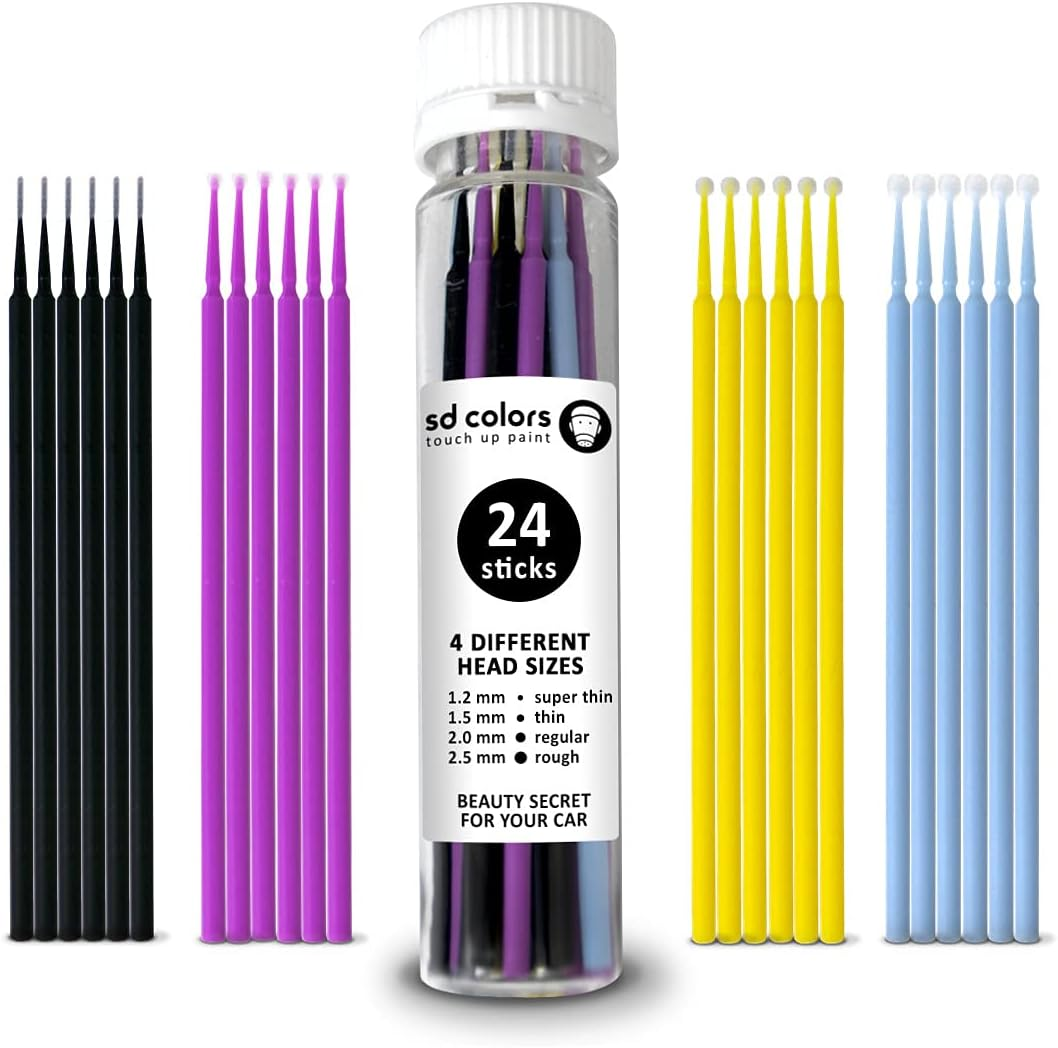 SD COLORS Sticks SWABS 24 Pieces Automotive PAINTWORK CAR Detailing Repair for Scratches Stone Chips Touch up Micro Brush 1.2Mm 1.5Mm 2.0Mm 2.5Mm image number 1