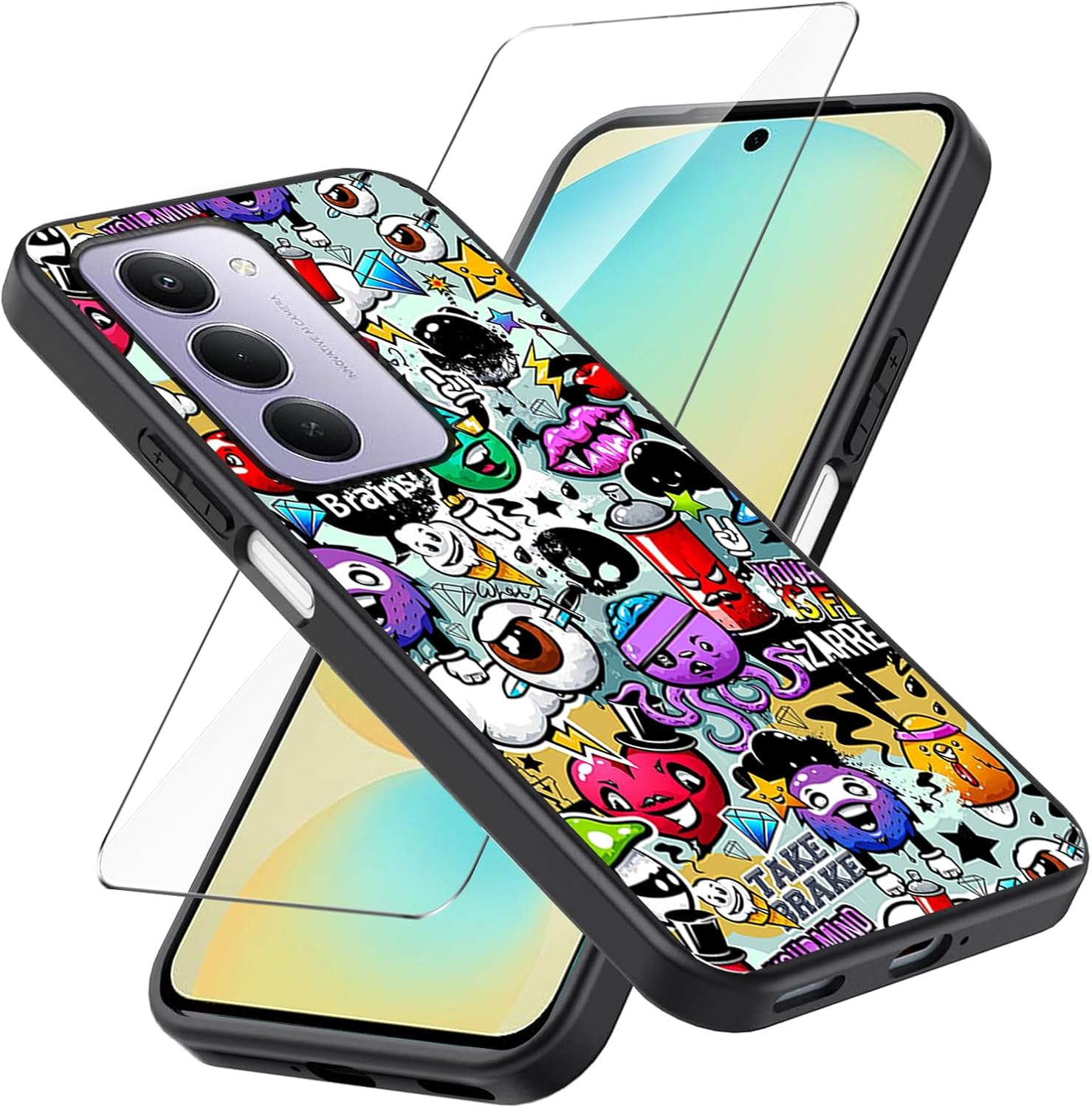 LYZXMY Case for Xiaomi Redmi 15 4G/5G (6.9 Inches) + Tempered Film Screen Protector - Black Soft Silicone Protective Case Flexible TPU Case - Monster image number 2