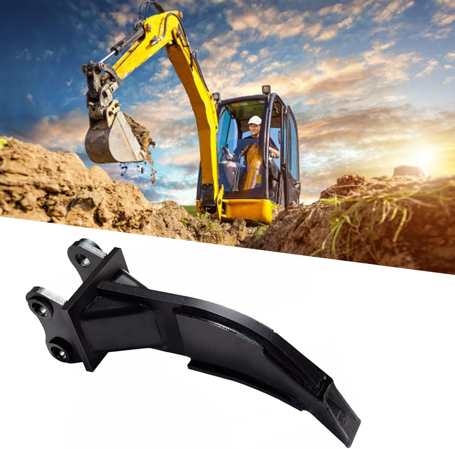 Jiawu Mini Excavator Attachments Ripper, Single Hook Backhoe Scarifier, Hook Ripper Teeth for 1-1.5 Ton Mini Excavators, 3.54" Span, 3.46" Center Wheelbase, 0.98" Pin Hole image number 1