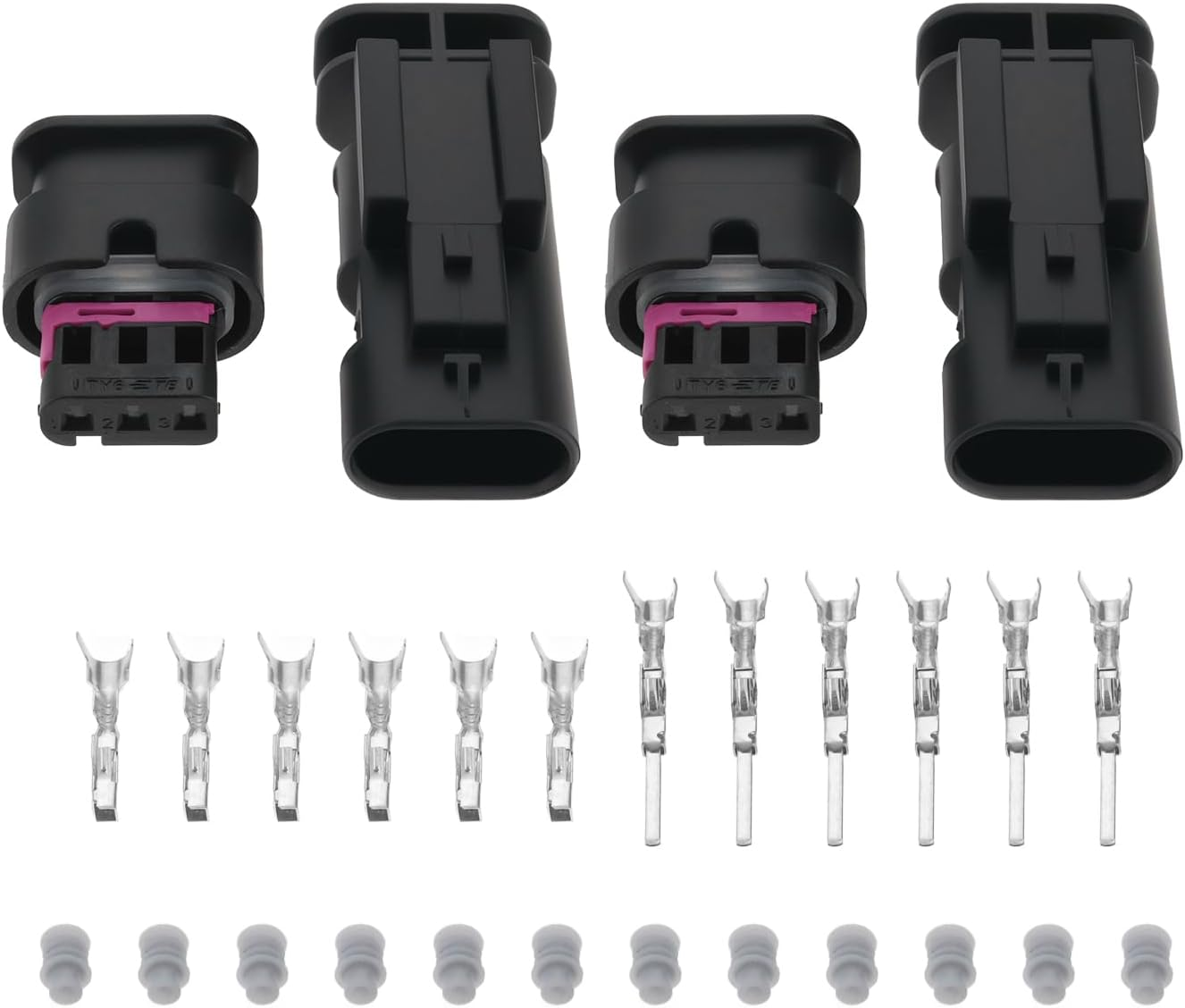 Emagtech 4Pcs Connector Plug 3Pin Car Speaker Connector Exhaust Valve Delete Connector Removal 1-1718644-1 DJ7033WA 1488991-1 Compatible with VW Golf R MK7 MK7.5 MK8 image number 1