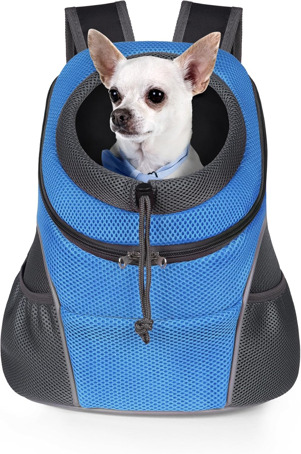 WOYYHO Pet Dog Carrier Backpack, Small Dog Front Backpack Ventilated Dog Carrier Back Pack with Storage Pockets, Adjustable Straps & Safety Belt for Travel Hiking Outdoor (Size S: 2-4.5 Lbs, Black)