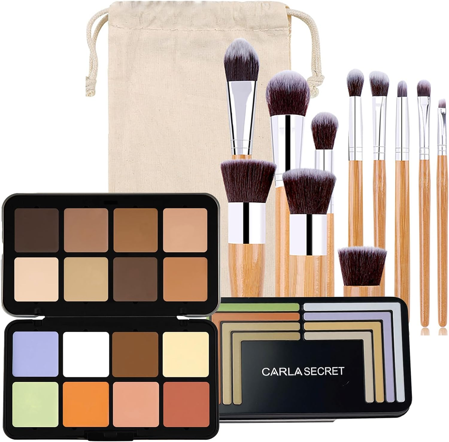 Joyeee Color Correcting Concealer Palette, Contouring Foundation Creamy Contour Multi-Palette with 8 Makeup Brush Set for Foundation Powder Concealers Eyeshadows Blush Makeup, Vegan, Cruelty Free