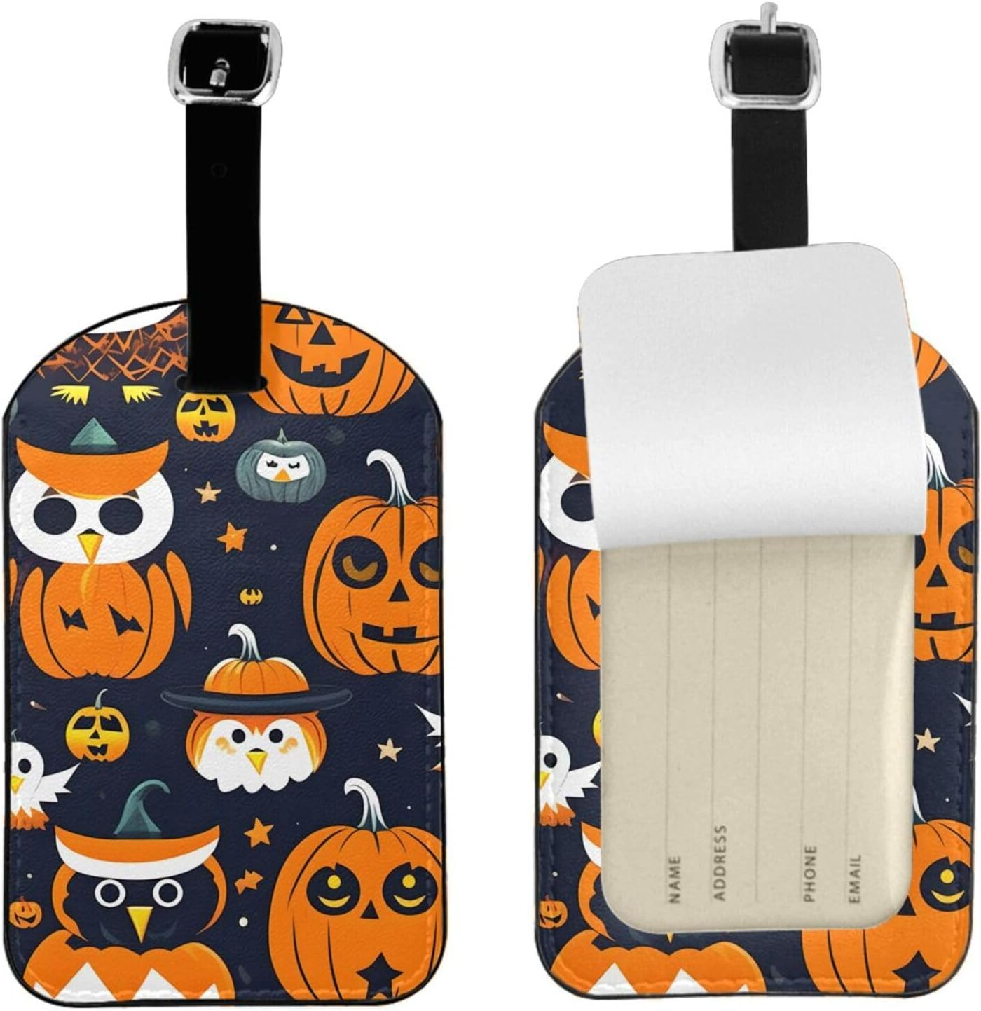 Halloween Owl Ghost Pumpkin Print Elegant Tag Stylish Tag Luggage Tag 4.3 X 2.76 Inch for Suitcases Travel Bags image number 5