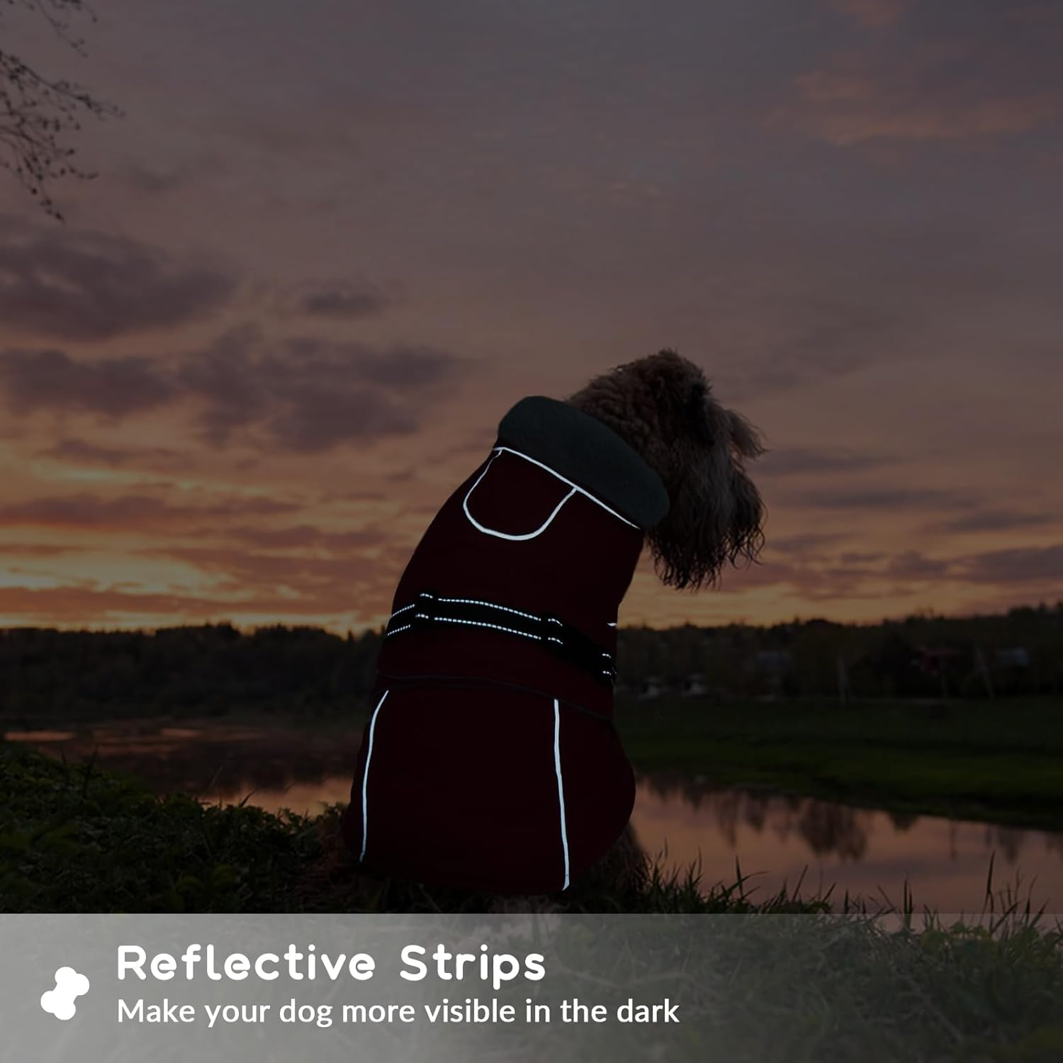 Fleece Winter Coat for Dogs, Dog Coat, Waterproof Dog Jacket, French Bulldog, Warm Vest, Adjustable Dog Clothing, Winter for Small Dogs (Red, 3XL) image number 2