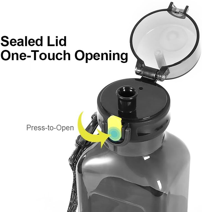 Leisure Trendy Plastic Water Bottle Outdoor Sports Student Rope Carrying Portable Large Capacity Simple Water Cup-Dark Gray image number 1