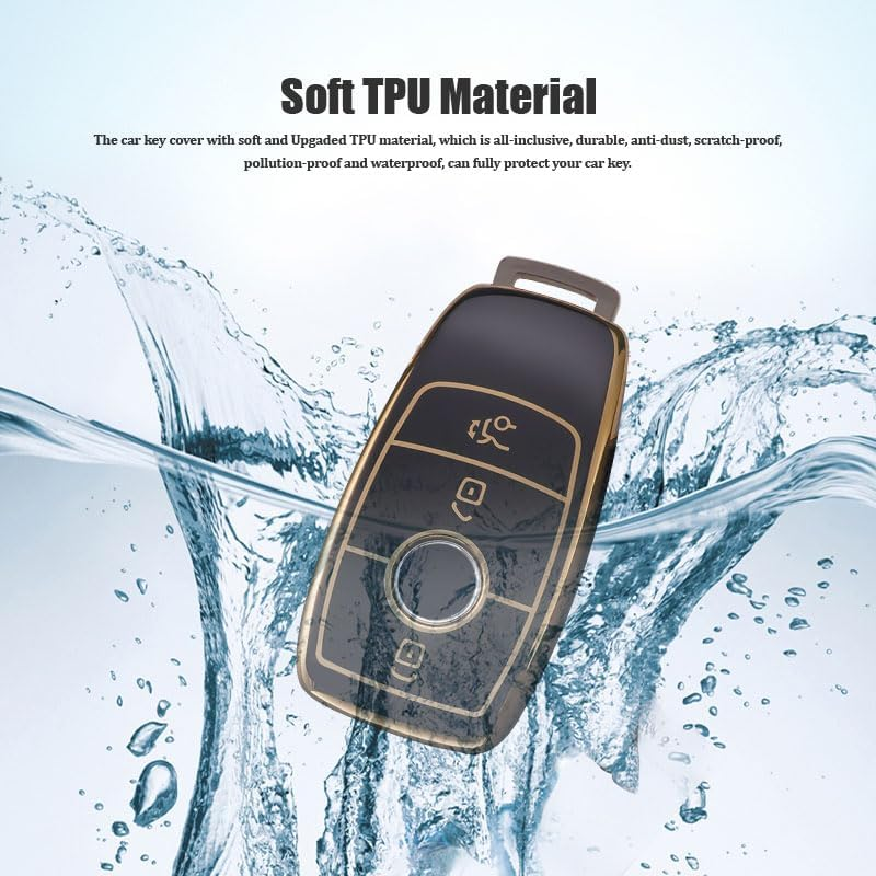 Key Cover for Mercedes Benz, Soft TPU Car Key Cover Protective Shell, Compatible with A-Class, C-Class, GLC, GLE, SLC, SLS Models (Black) image number 2