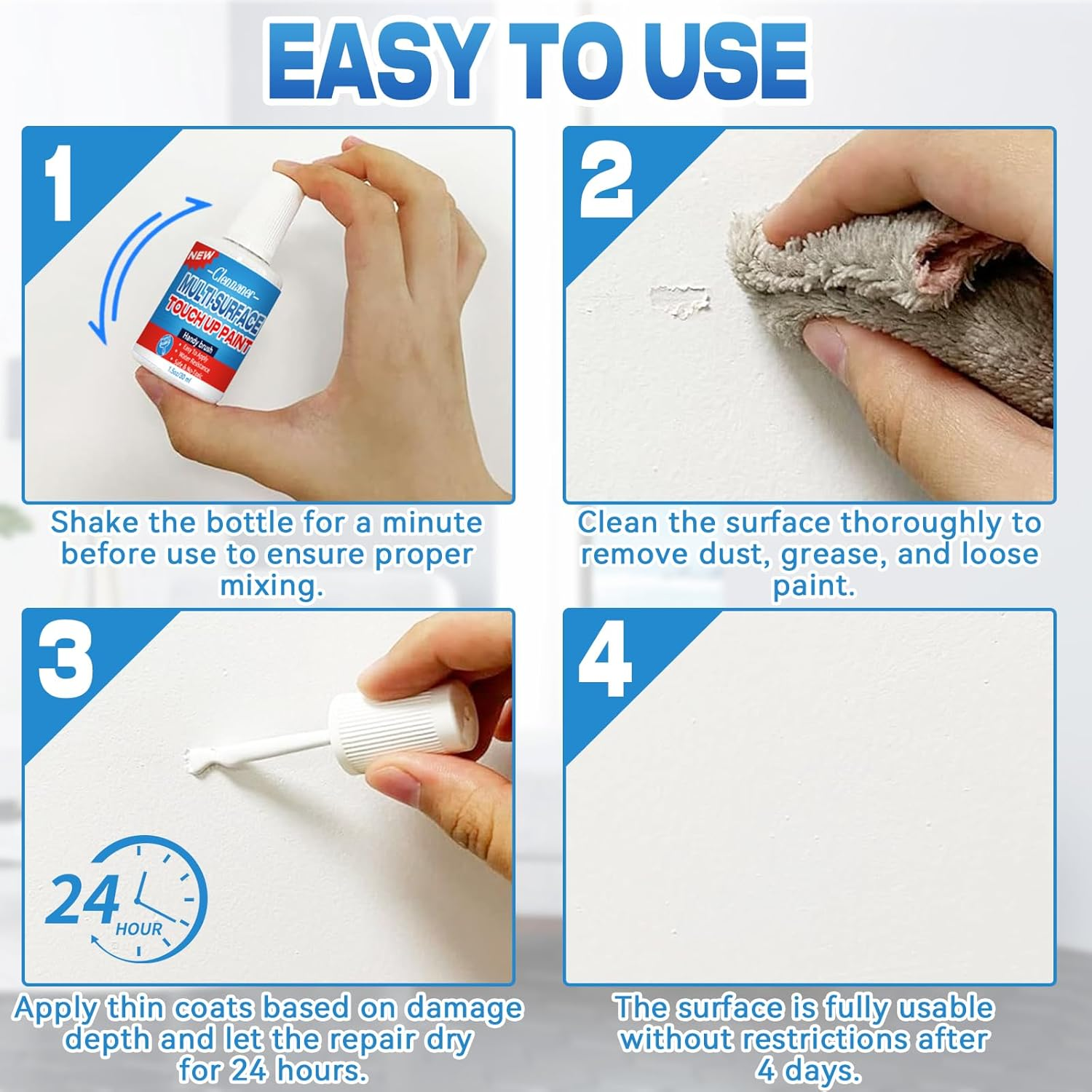 White Touch up Paint, 2Pack Semi Gloss White Wall Paints, Appliance Kitchen Cabinet Bathtub Paints for Wall, Multi Surface Touch up Paint Pen, for Enamel Porcelain Door Furniture Chips Scratches