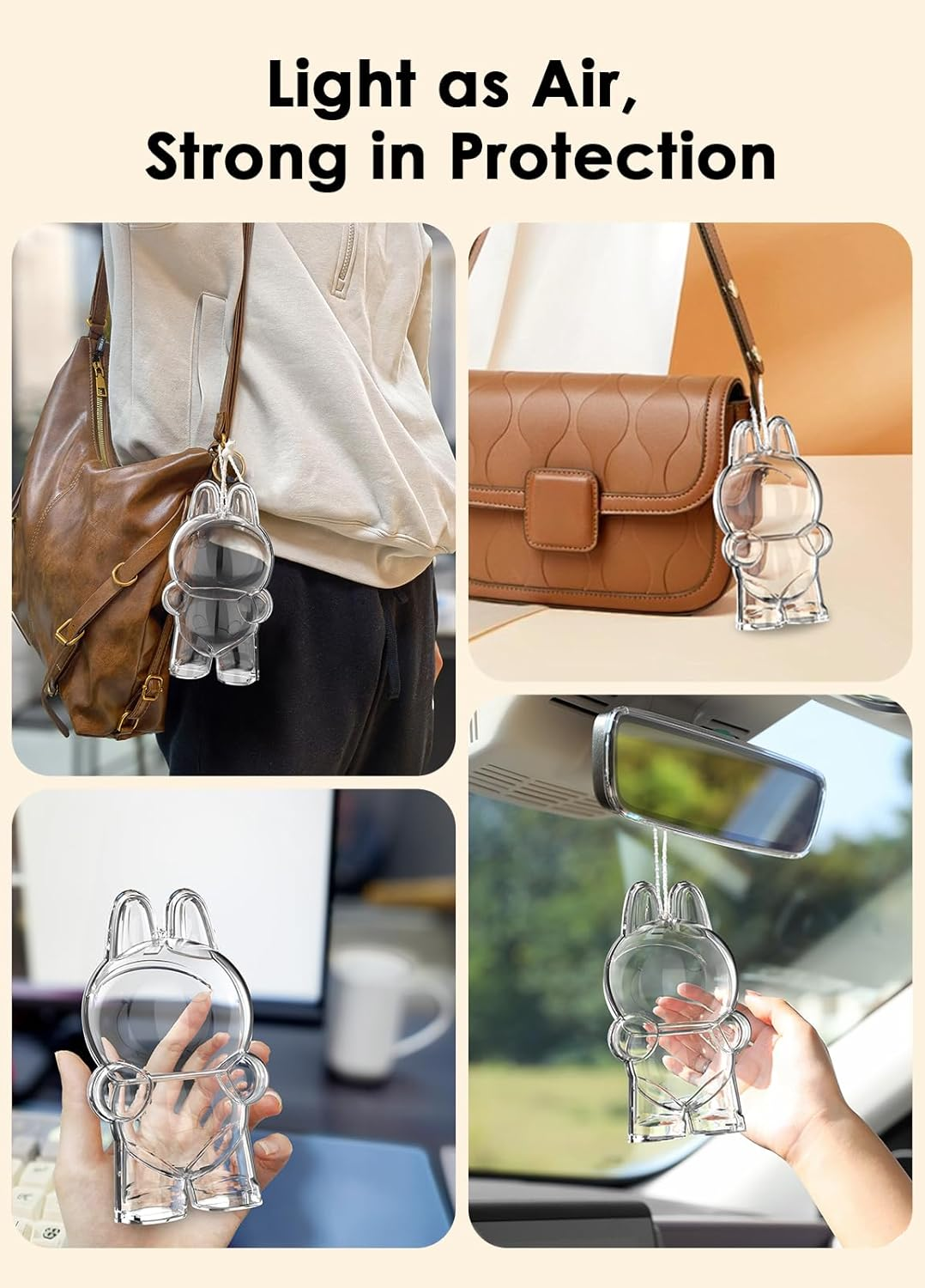 Protective Case Compatible with Standing Figure(Macaron to 3.0) - Clear Collector Storage Box with Silicone Strap,Dustproof Scratch-Resistant Portable Hanging Case for Standing(Figure Not Included) image number 1