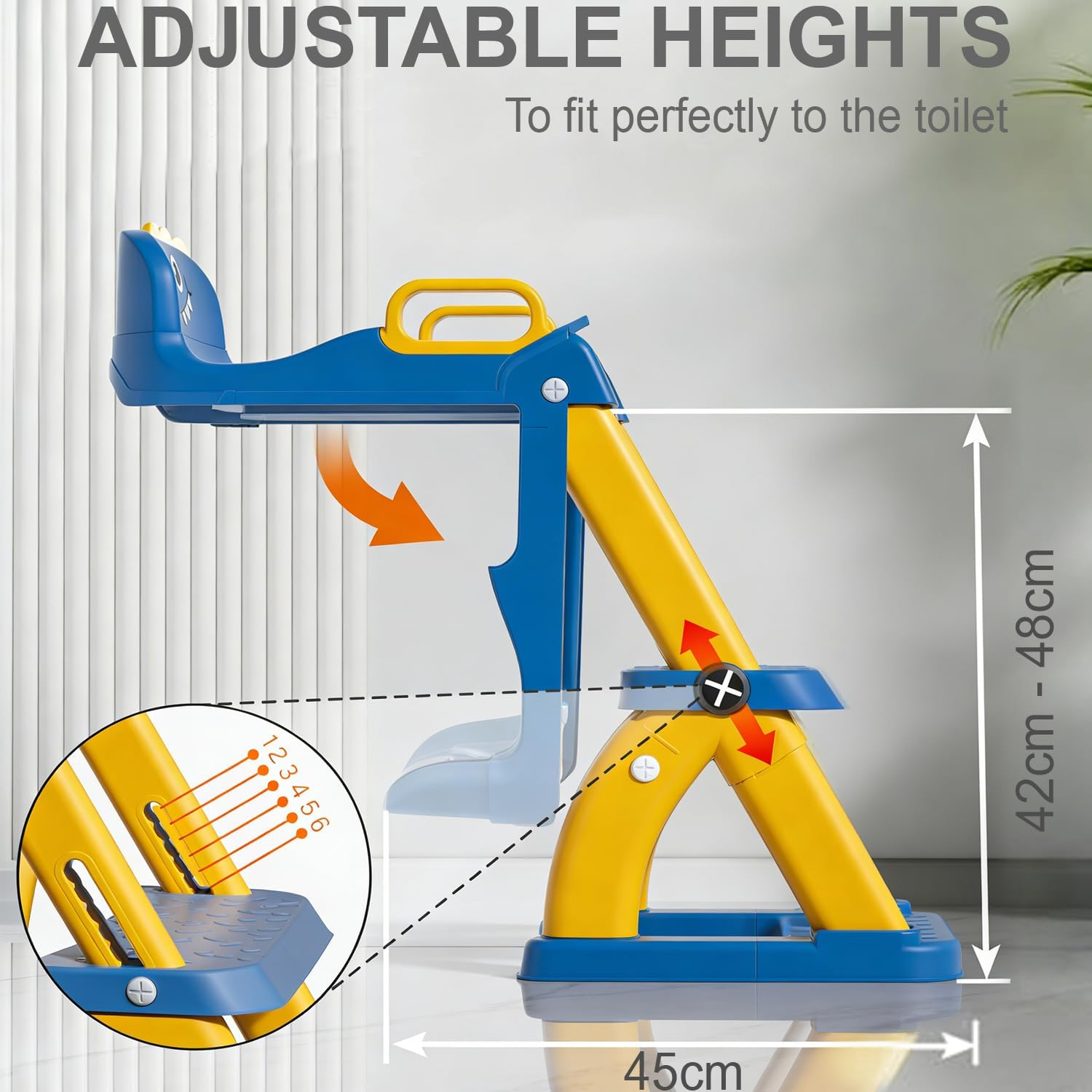 Potty Training Seat with Step Stool Ladder,Potty Training Toilet for Kids Boys Girls,Toddlers-Comfortable Safe Potty Seat with Anti-Slip Pads Ladder (Azure Blue) image number 2