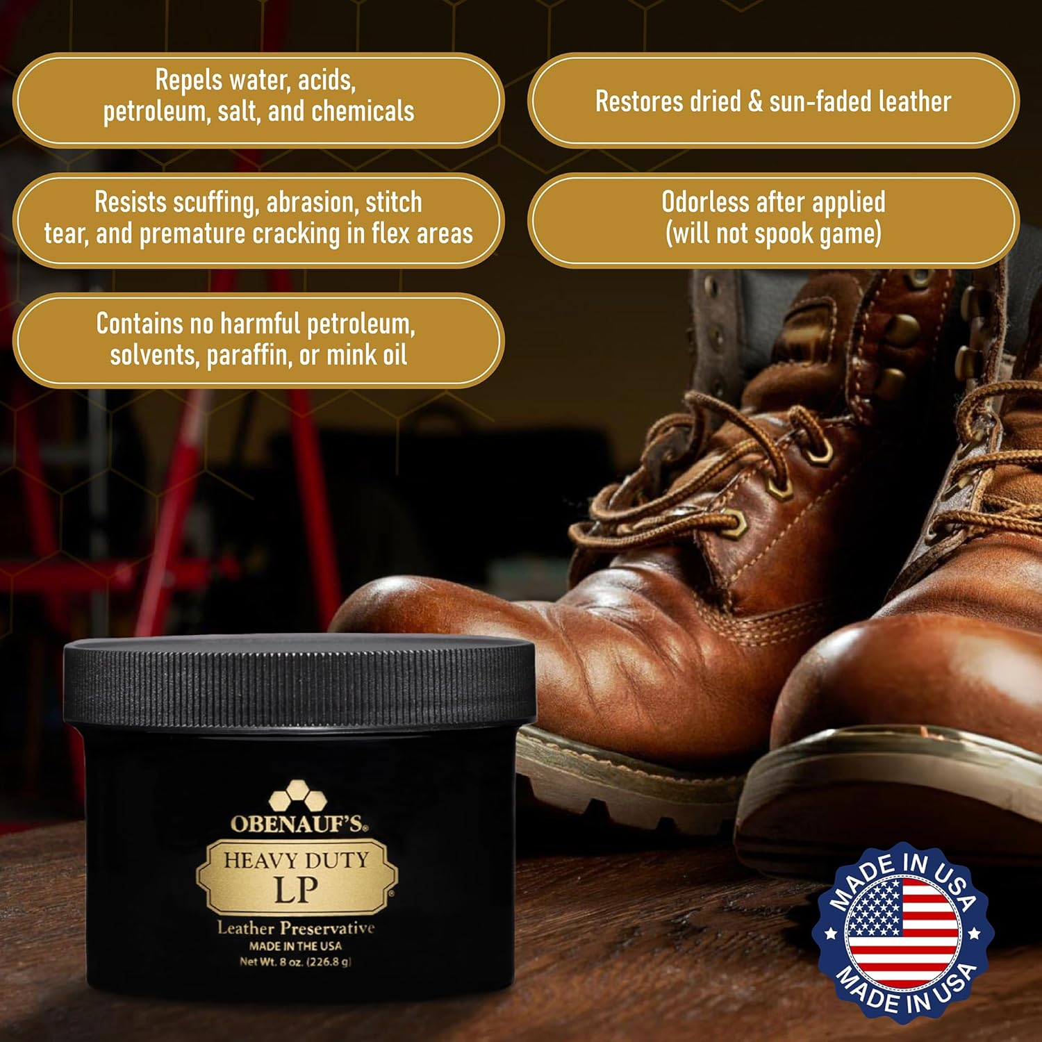 Obenauf'S Heavy Duty LP Leather Conditioner Natural Oil Beeswax Formula (8Oz) image number 3