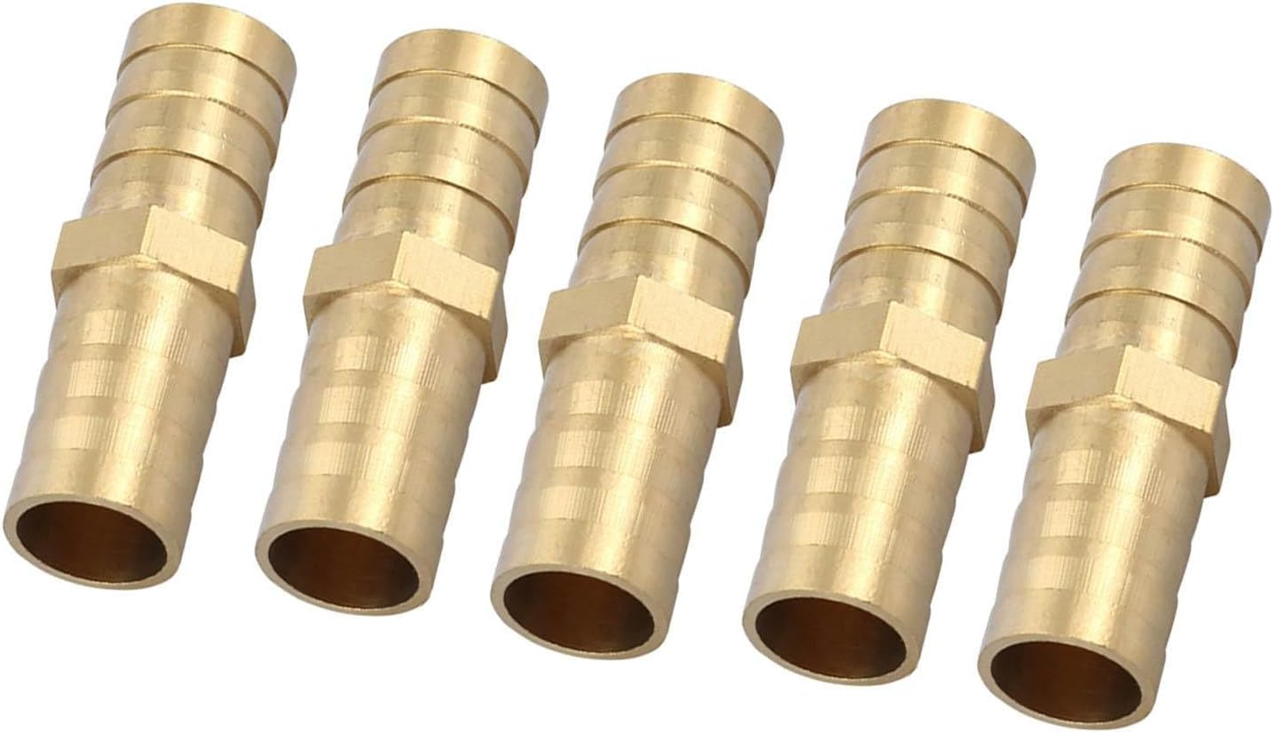 OEBUAFI Durable Brass Straight Barbed Connector for Pipe Connection in Power Tools, Straight Pipe Joint Easy to Assemble, Suitable for Air, Water, Oil, Gas, (10Mm(5Pcs)) image number 5