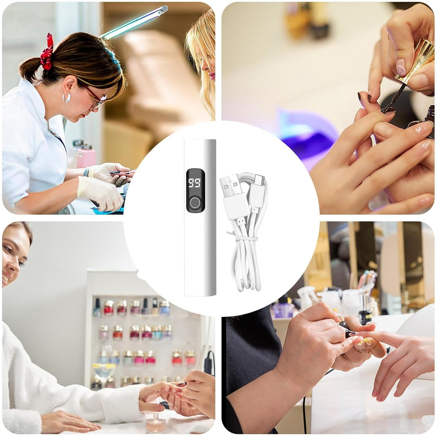 Zunishaone Mini UV Nail Lamp | USB Rechargeable Nail Dryer | Portable LED Digital Display Lamp with 2 Timer Modes for Manicure Pedicure Studio Home Travel Camping image number 4