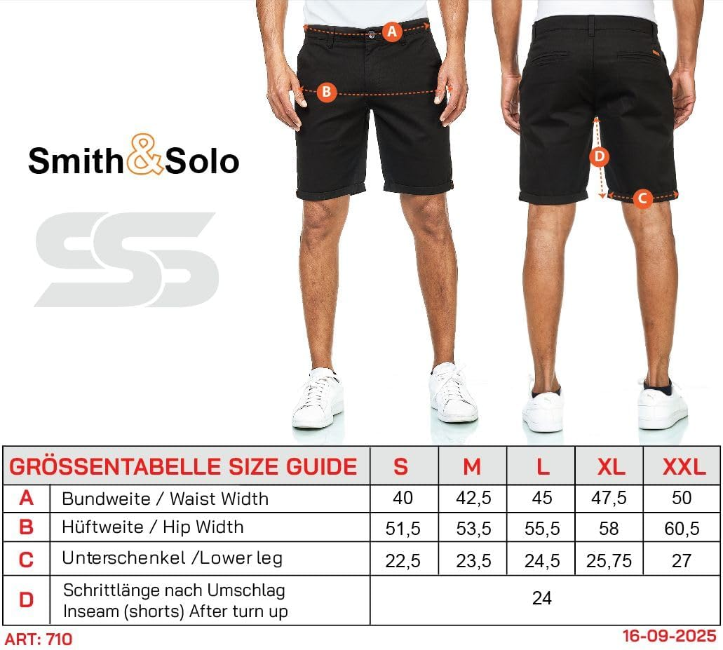 Smith & Solo Men'S Short Trousers - Chino Shorts Cotton Bermuda Trousers Summer Running Shorts Men'S Sports Training Trousers (Navy, S), Navy, S image number 1