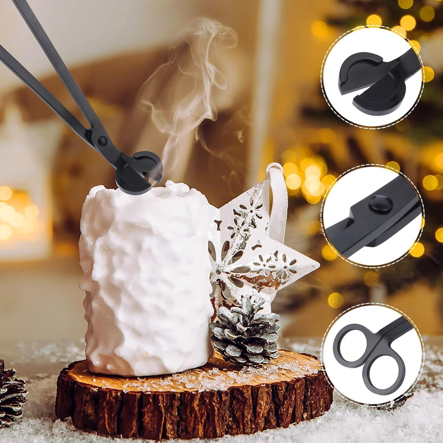 3 in 1 Candle Accessory Set - Wick Trimmer, Dipper, Snuffer and Cutter - Care Kit with Gift Package for Candle Lovers (Black) image number 5