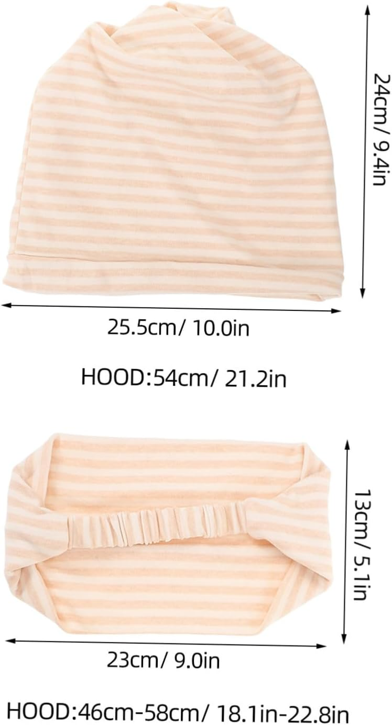 Baluue 2 Pcs Warm Windproof Maternity Hat and Scarf Simple Postpartum Protective Sleeping Cap for Women Soft Comfortable Headwear for Confinement Care Striped Design image number 4