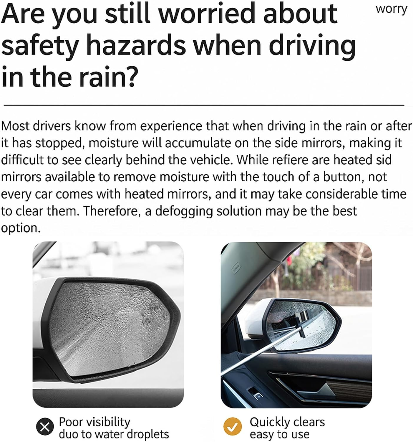 &zwnj;Taoluwin Car Window Squeegee, Retractable 98Cm Wing Mirror Wiper with Multi-Layer Brush, Soft Grip Handle, Portable Car Window Cleaner for Quick Water Removal&zwnj;