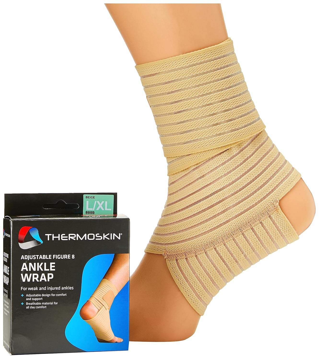 Thermoskin Elastic Ankle Wrap, Beige, Small/Medium image number 1