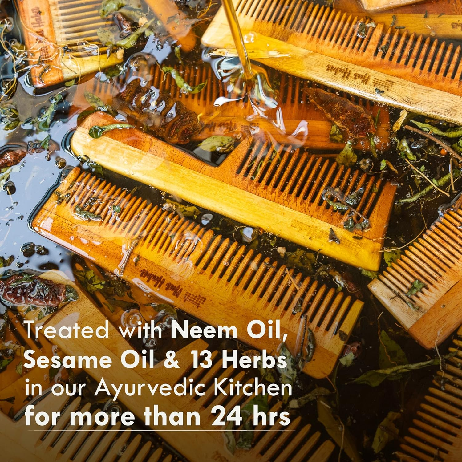 Nat Habit - Back to Natural Secrets Everyday Dual Tooth Wooden Kacchi Neem Comb & Hibiscus Hair Nutrimask for Growth, Hairfall Control & Smoothening (Combo Pack of 3) image number 1