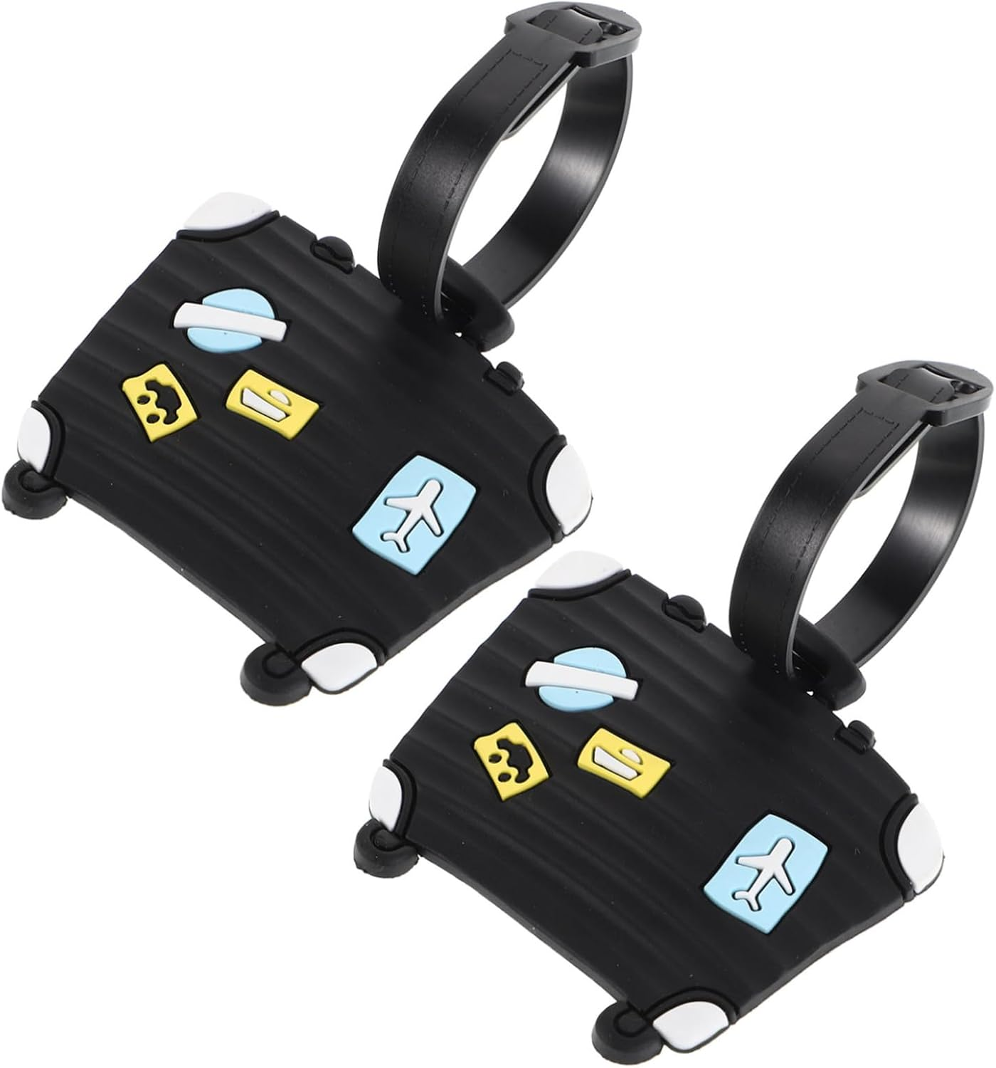 JEWEDECO 2Pcs Cartoon Airplane Luggage Tags Suitcase Identification Markers Chain PVC Card Tags for Baggage Travel Essential Cute Identifier Labels