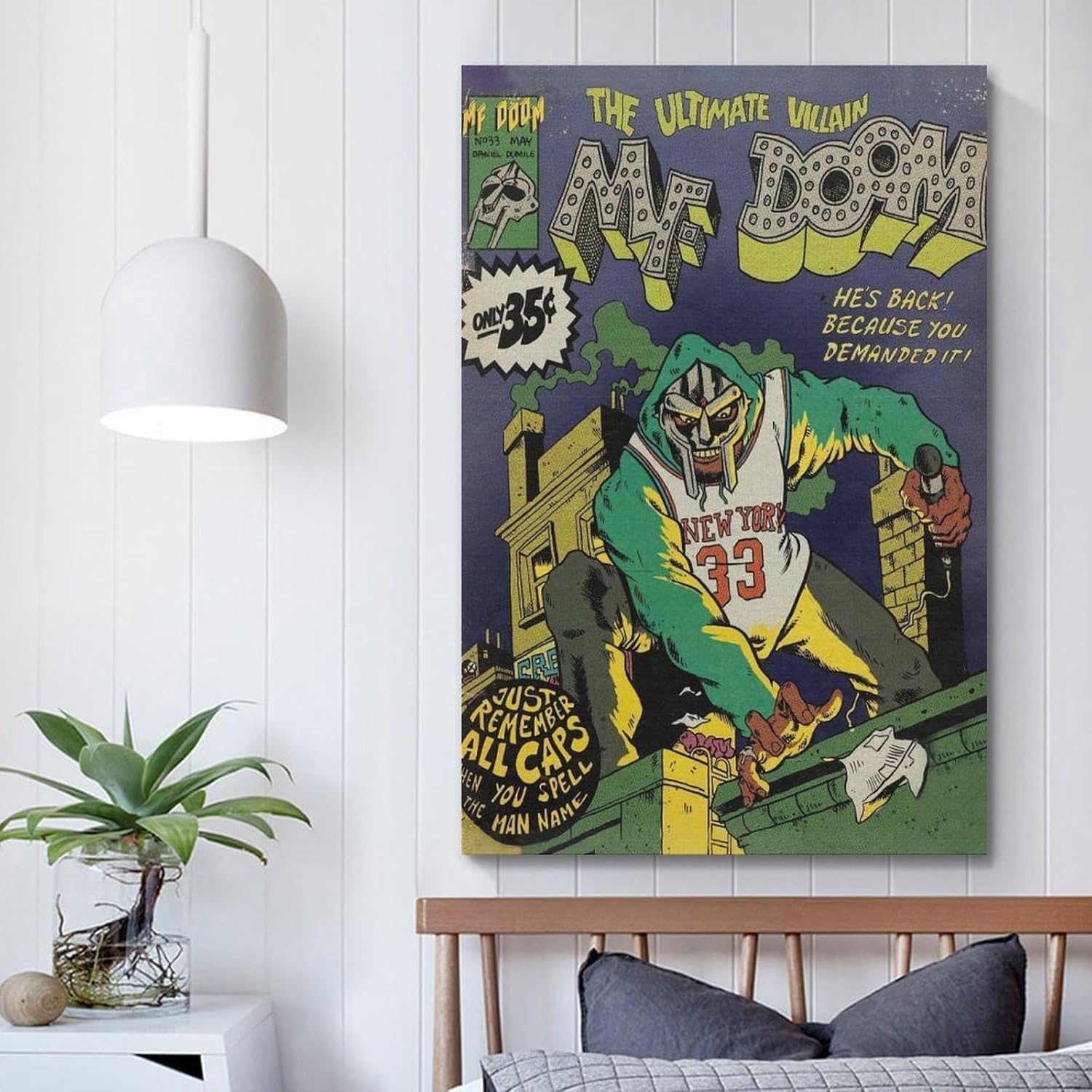 Mf Cartoon Music Art Poster Doom Poster Canvas Painting Wall Art Picture Home Decor Print for Bedroom Living Room Dorm Study Bar Office 12X18Inch(30X45Cm) image number 1