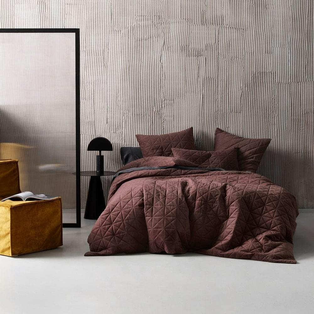 Linen House Kalena Quilt Cover Set, Cinnamon, King Bed