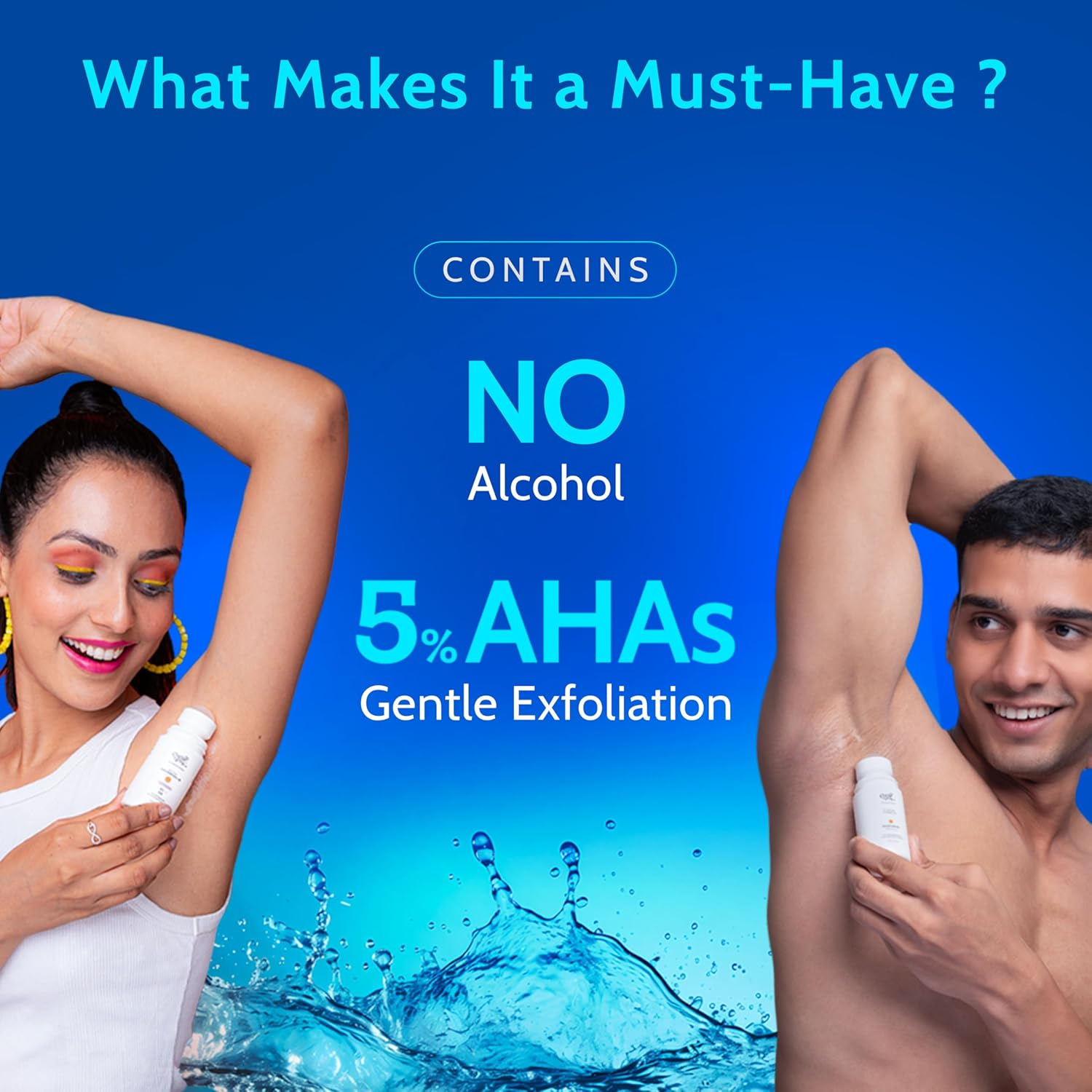 Chemist at Play Underarm Roll-On with 5% AHA, Lactic Acid & 1% Mandelic Acid | Prevents Body Odour, Brightens Skin & Exfoliates Underarm | for Sensitive Skin | Aqua Fragrance | Alcohol Free - 75Ml image number 3