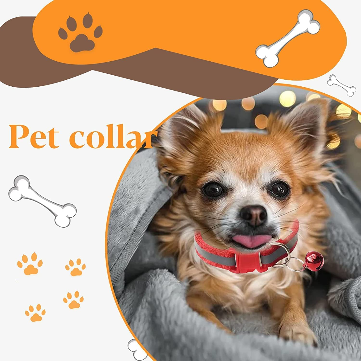 Cat and Dog Identification Collar with Bells and Reflective Identification Dog Collar, Super Soft Adjustable Nylon Reflective Identification Collar for Newborn Pets and Small Dogs.；；12-Piece Cat Collar Set with Bell and Safety Buckle, Width 7.5/13 Inches, Soft Adjustable Kitten Collar, Cute Pet Collar for Dogs and Cats image number 6