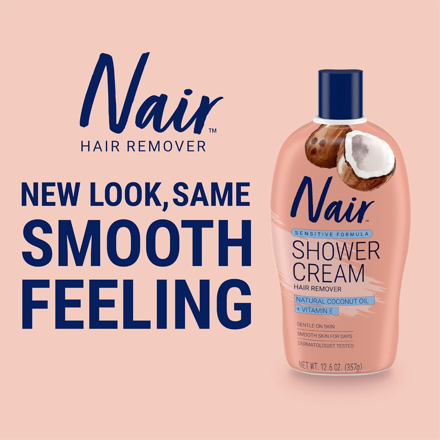 Nair Sensitive Formula Shower Cream Hair Remover with Coconut Oil and Vitamin E, 12.6Oz image number 5