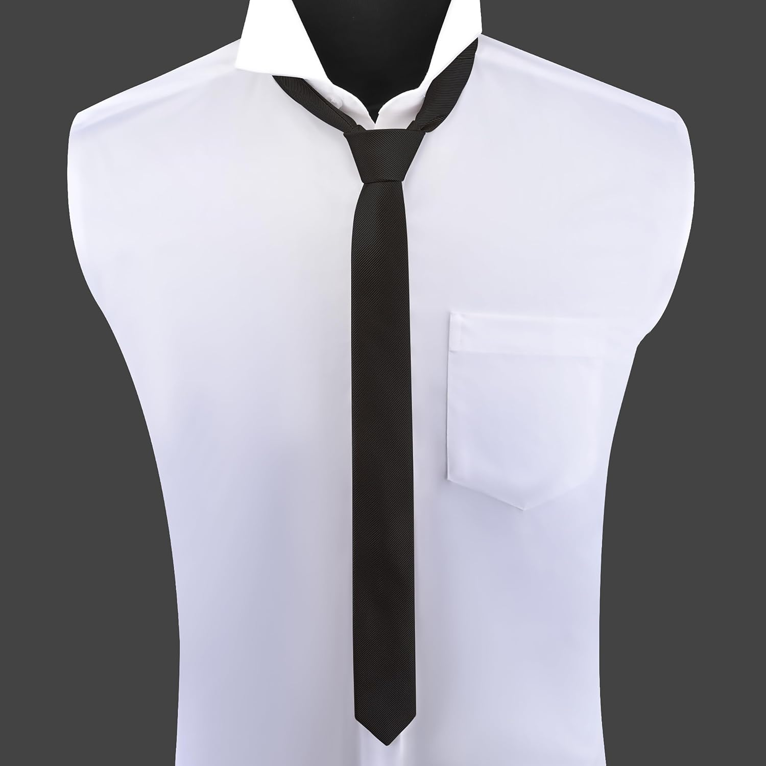 Branduce Men'S Skinny Ties Solid Color Formal Neckties 1.58" (4CM) Slim Ties for Men - Black image number 3