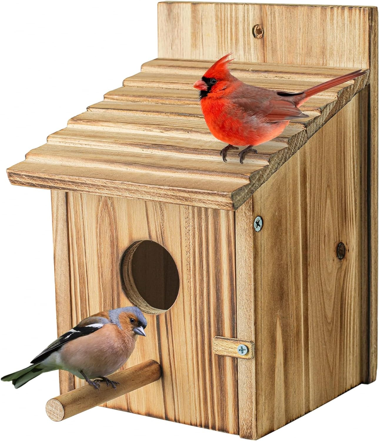 QYINXIU Bird Houses, Wood Bird House for outside with Pole for Finch, Bluebird, Cardinals, Hanging Birdhouse Garden Country Cottages Bird Box House image number 3