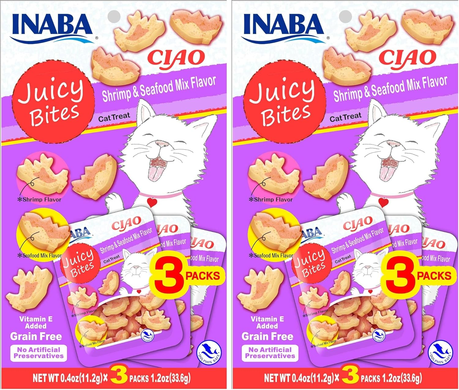 INABA Juicy Bites Shrimp and Seafood Mix Flavor, 33.9 Grams (USA704A) image number 4