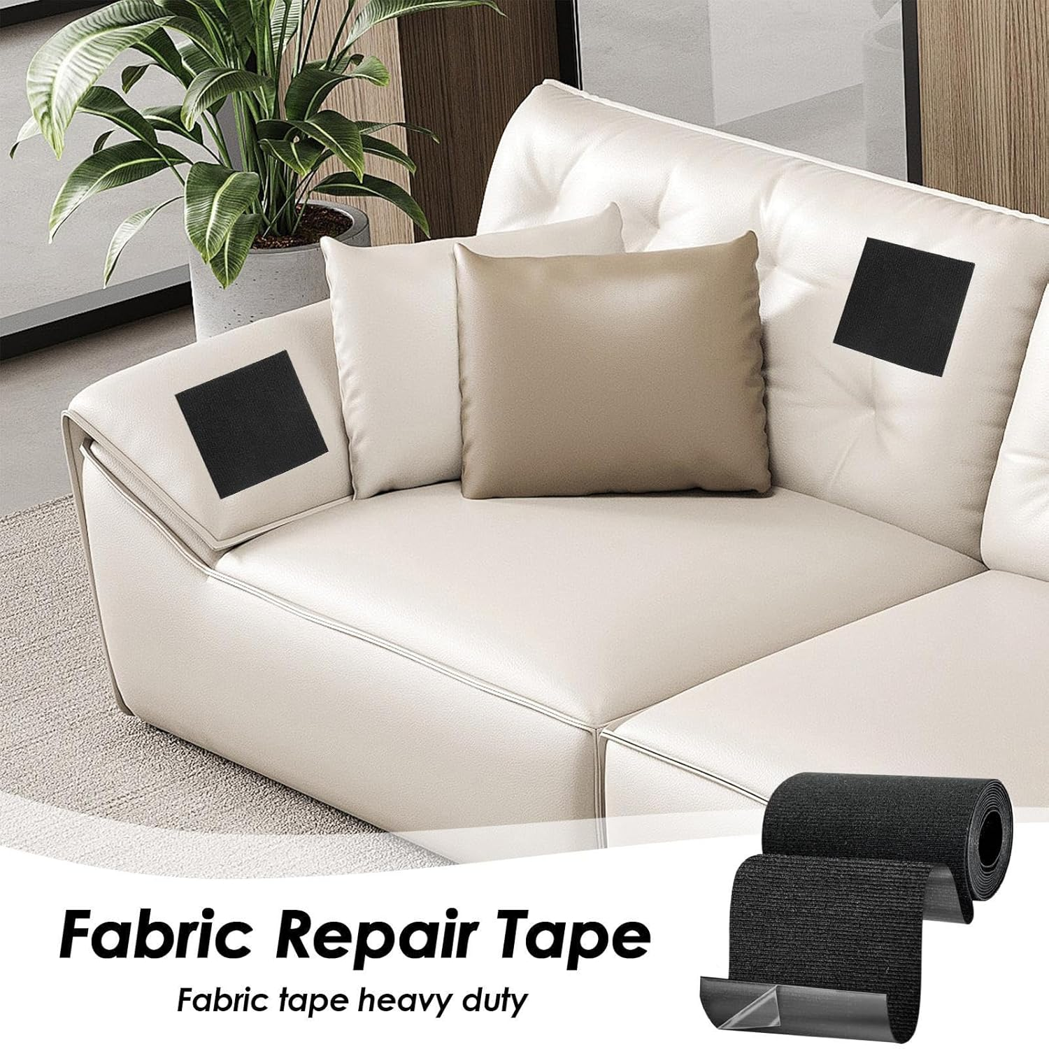 Canvas Repair Tape - Suedes Repairs Patch | Fabric Large Repairr Tapes | Black Fabric Patches Furniture | Waterproof Self Adhesive for Repairing Boat Covers Sun Shades Sofas Tents Lounge Chairs - 100Mm X 1.6 Meters image number 3