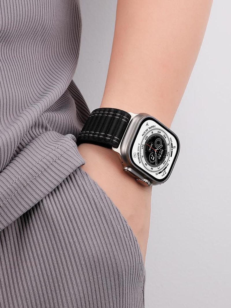 Kompatibel Mit Apple Watch Armband 46/45/44/42/41/40/49Mm, Geflochtenes Uhrenarmband Klettband F&uuml;r Iwatch Serie 10 9 8 7 6 5 4/SE 2/Ultra 2, Stoff Sports Band F&uuml;r Iphone Watch image number 4