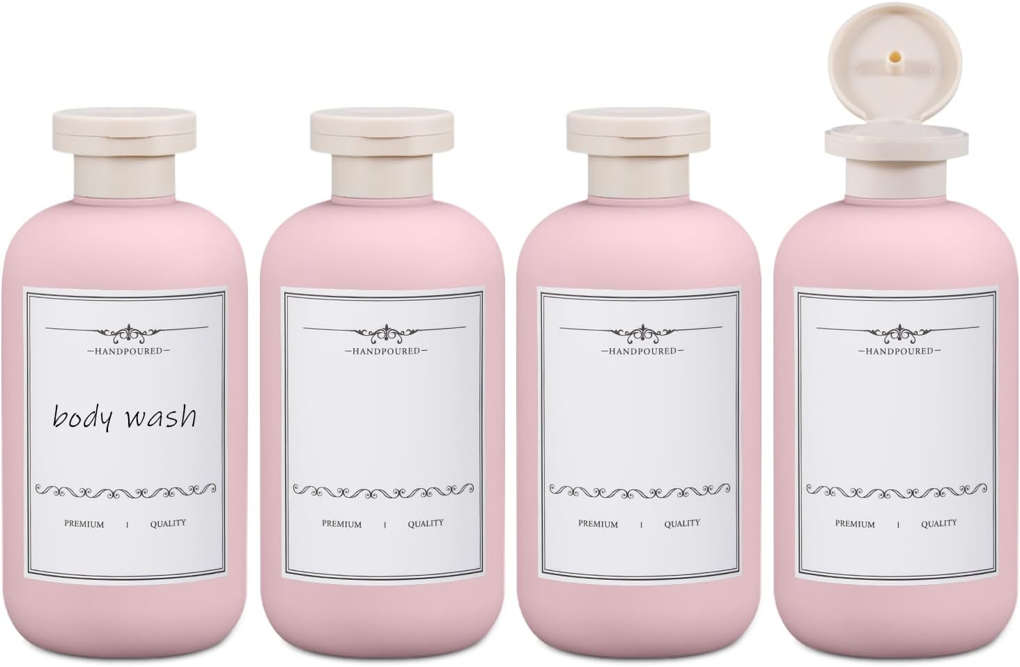 ASEVAT 10 Oz/4 Pcs Plastic Empty Squeeze Bottles Refillable Containers, Shampoo and Conditioner Bottles for Lotion, Cream Shampoo Leak Proof Travel Bottle image number 6