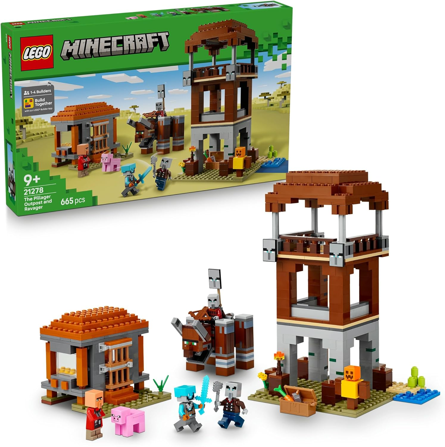 LEGO&reg; Minecraft&reg; the Pillager Outpost and Ravager 21278 Village Fortress Building Toy for Kids, Popular Posable Figures, Creative Gaming Decor, Toys for Gamers, Imaginative Play for Boys and Girls image number 4