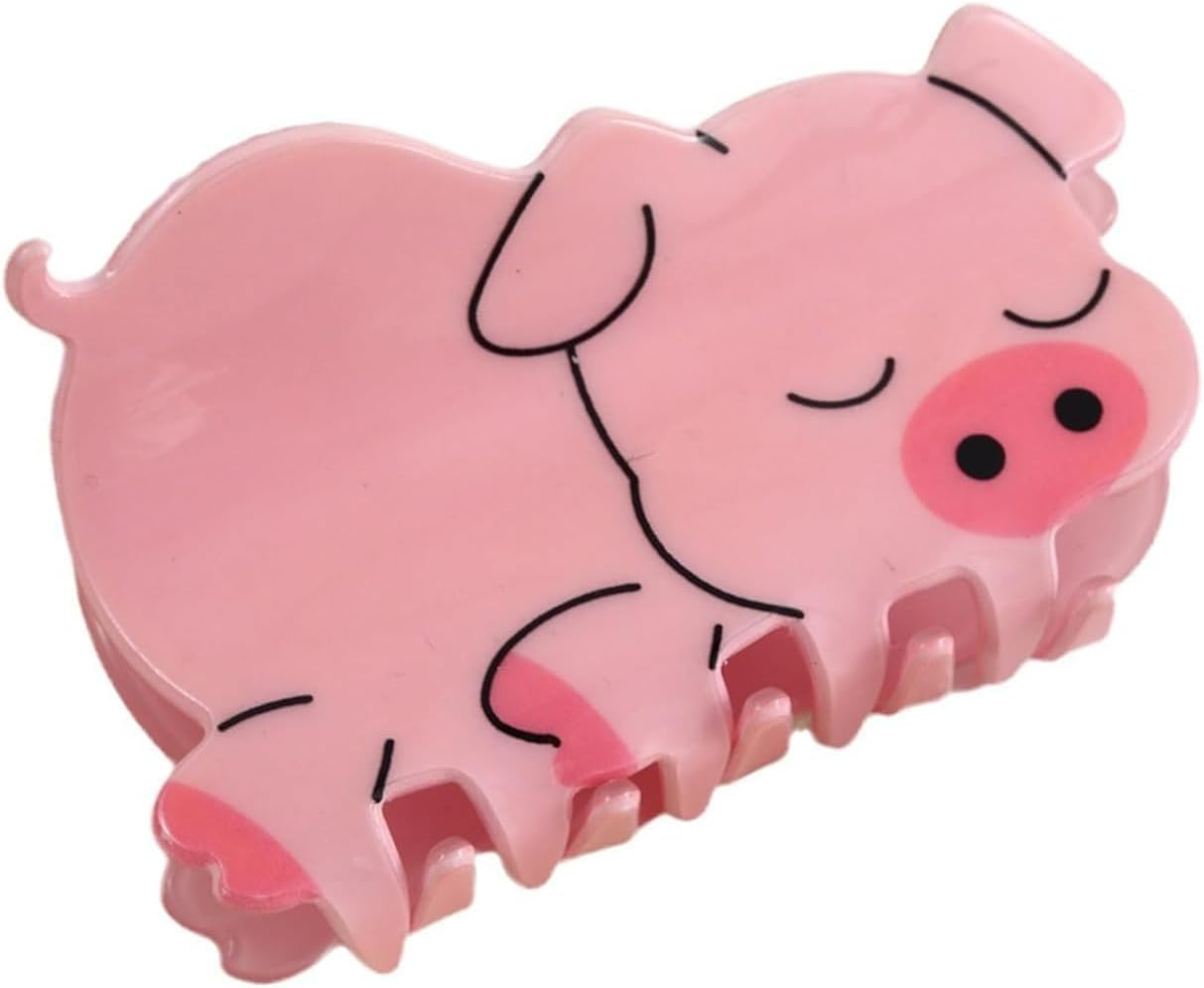 Pink Pig Delicate Hair Clip Hair Claw Stylish Pig Hair Grip Animal Fastener Accessory for Various Occasion Acrylic Grab Clips and Barrettes image number 4