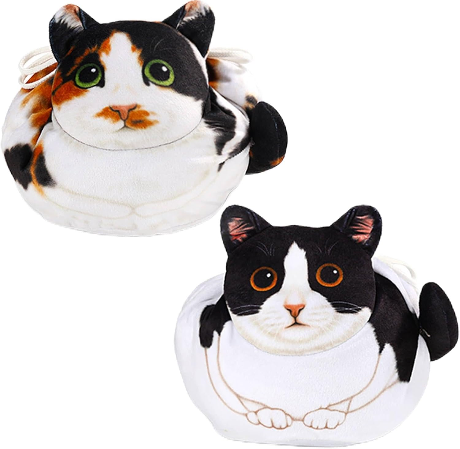 Openhahaha Drawstring Makeup Bag, Cat Makeup Bag, Travel Makeup Organizer, Cosmetic Pouch Bag, Cat Gift for Women, Lay Flat Makeup Bag Gifts for Cat Lovers&hellip;, New Grey and Black, Unisex Adult