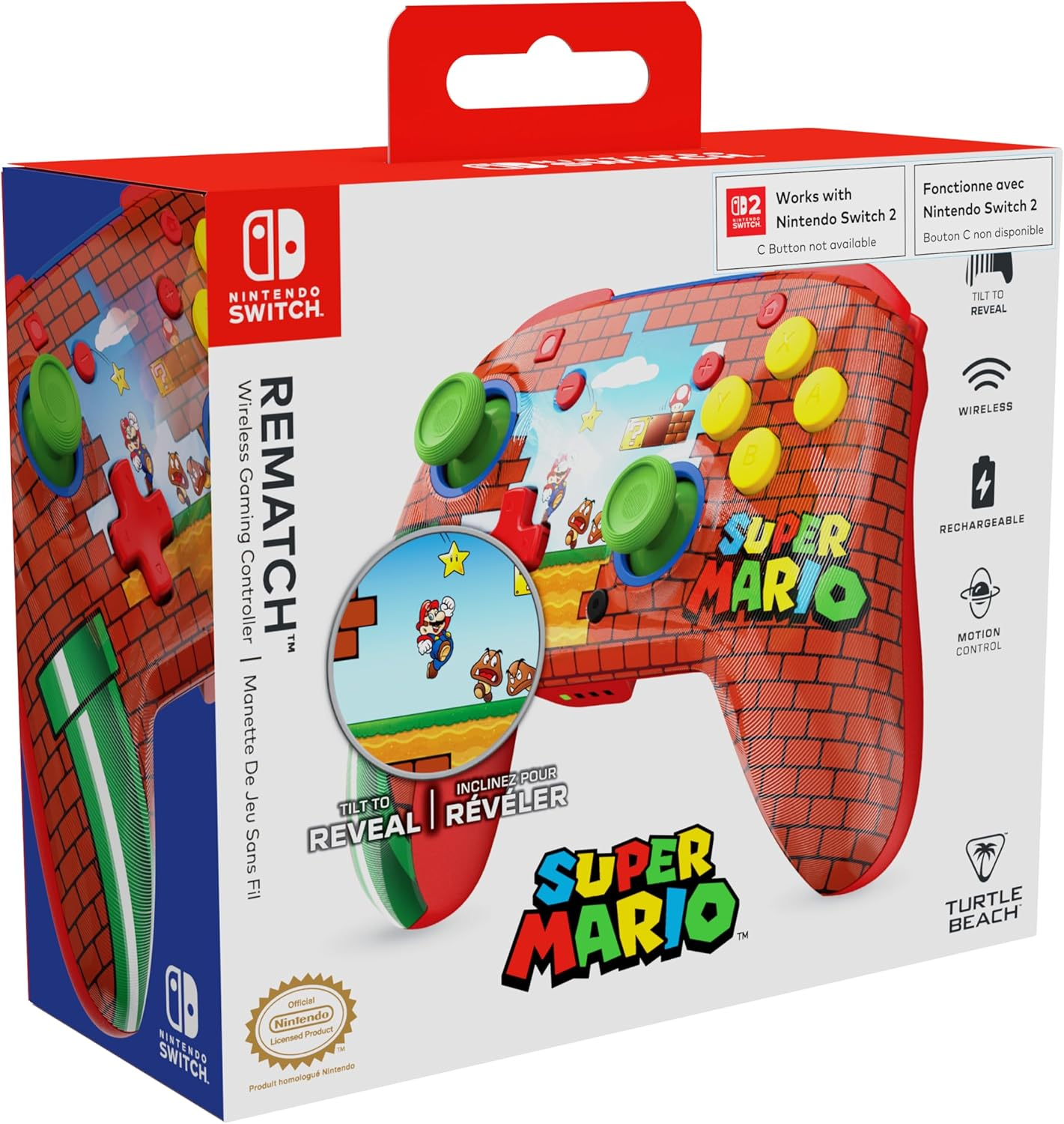 Turtle Beach Rematch Wireless Controller: Mario Bricks Reveal &ndash; Officially Licensed by Nintendo. Also Works with Nintendo Switch 2 image number 6